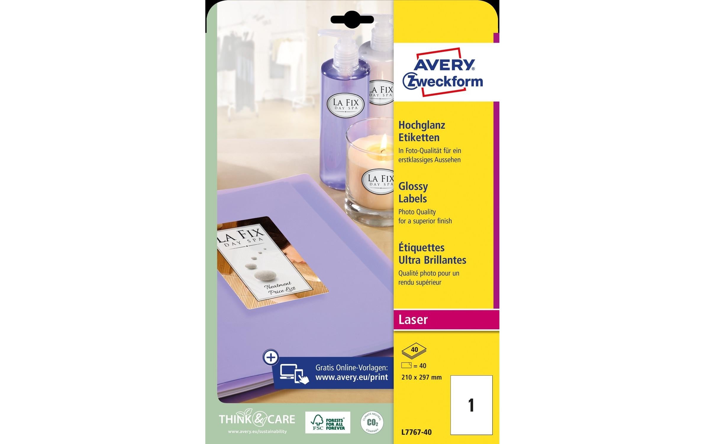 Avery Zweckform Fotoetiketten L7767-40 210 x 297 mm