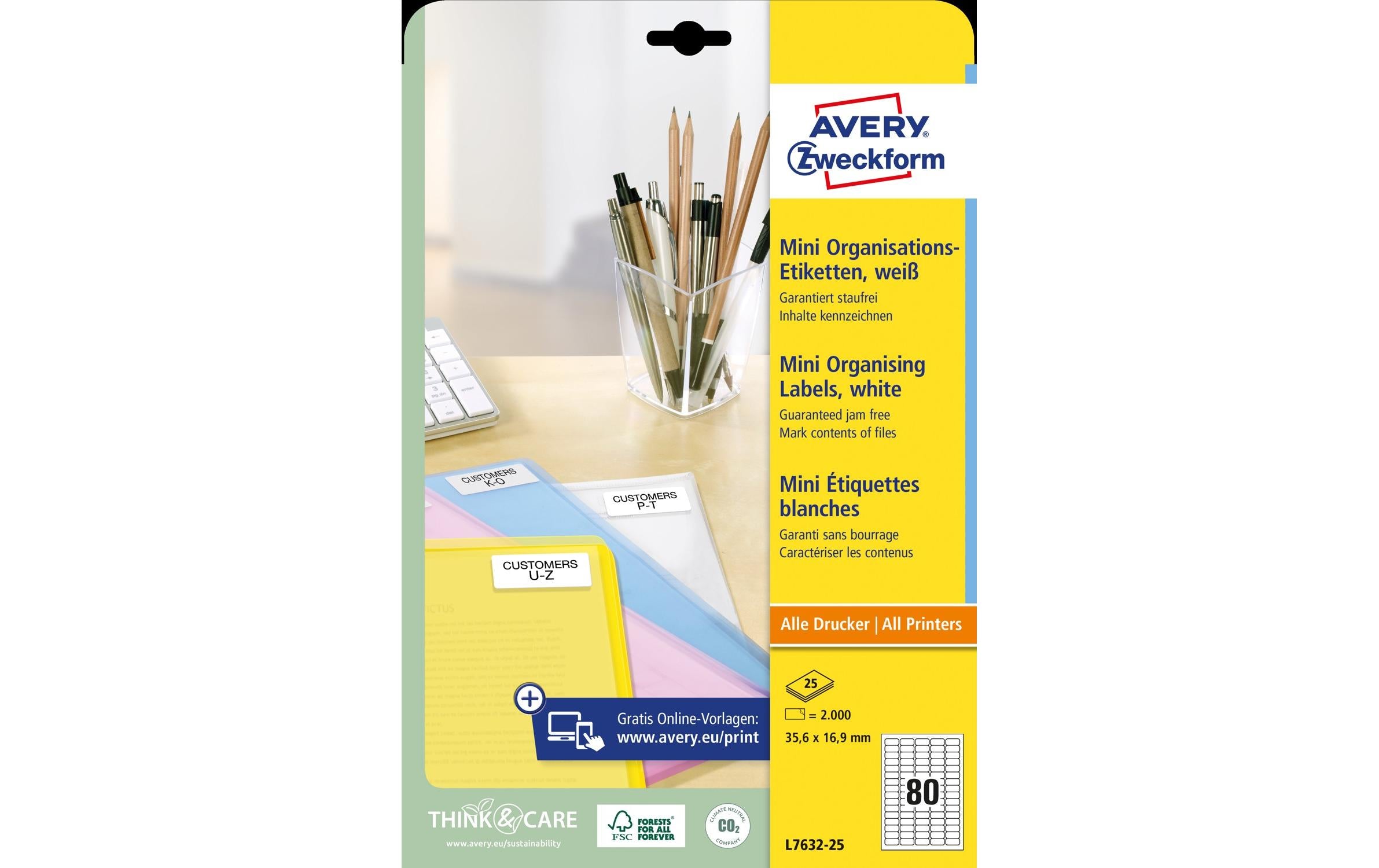 Avery Zweckform Mini-Etiketten L7632 - 25 35.6 x 16.9 mm