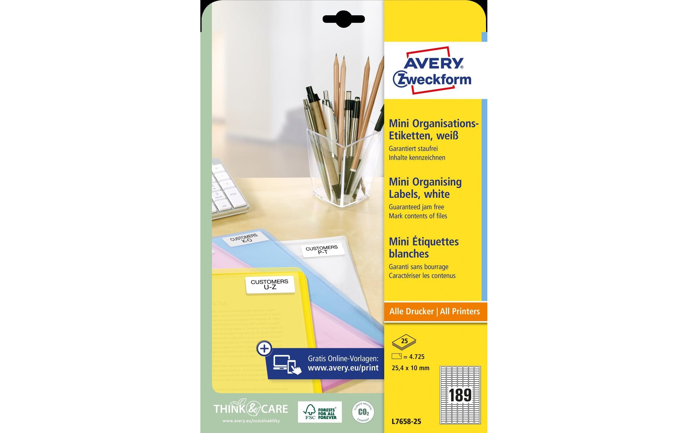 Avery Zweckform Mini-Etiketten L7658-25 25.4 x 10 mm