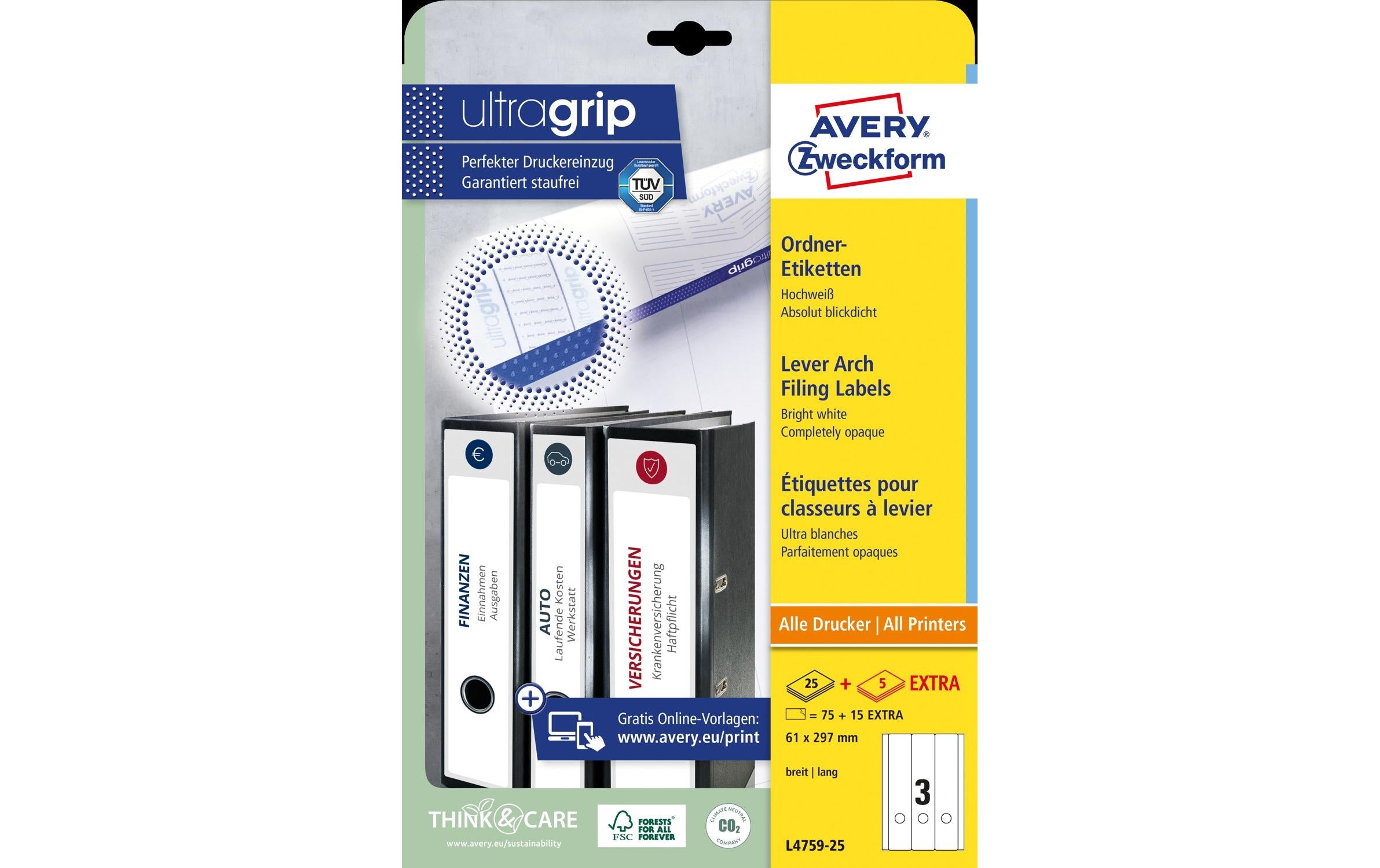 Avery Zweckform Ordneretiketten L4759 61 x 297 mm, 30 Blatt