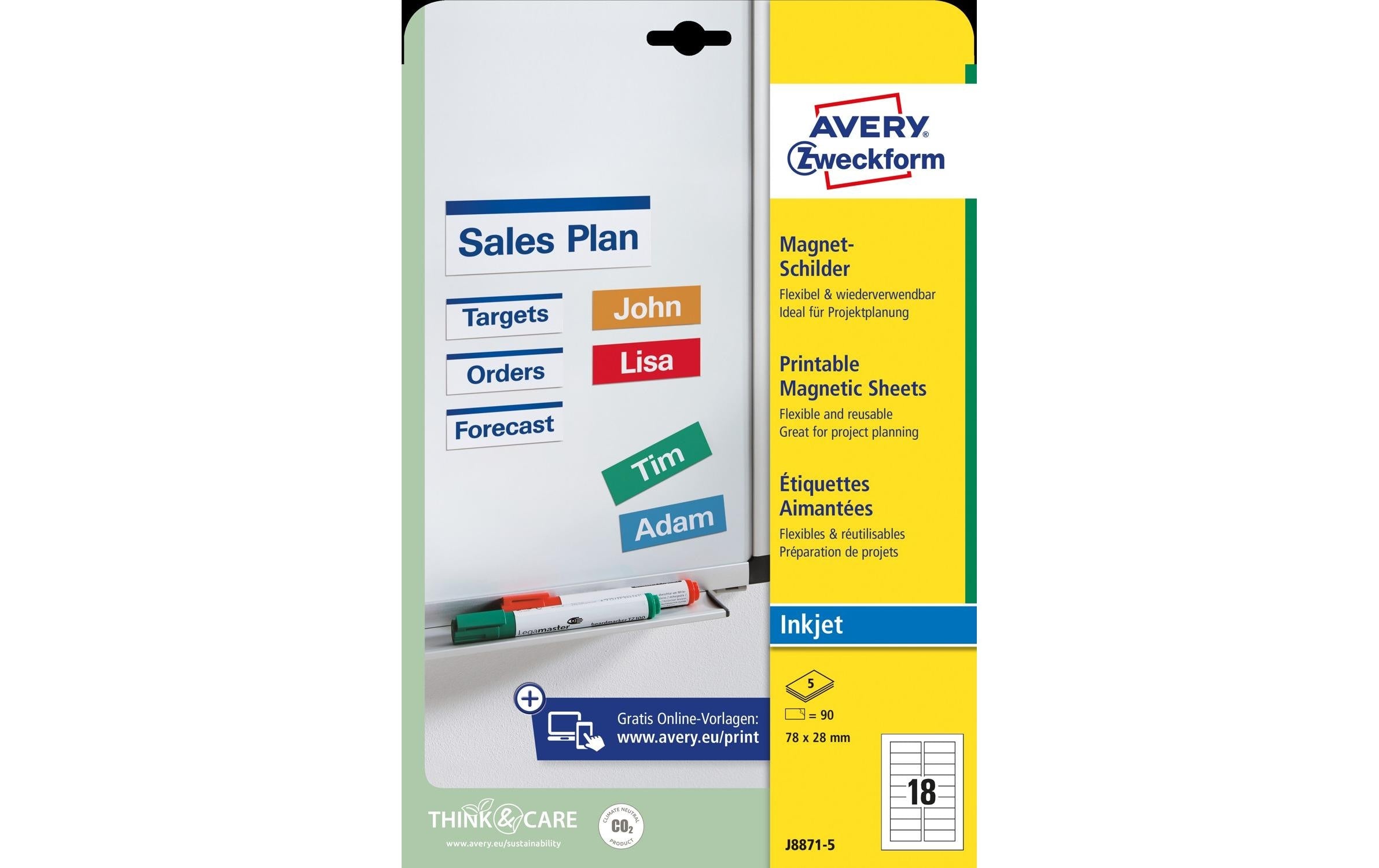 Avery Zweckform Magnet-Schilder 78 x 28 mm, 5 Blatt