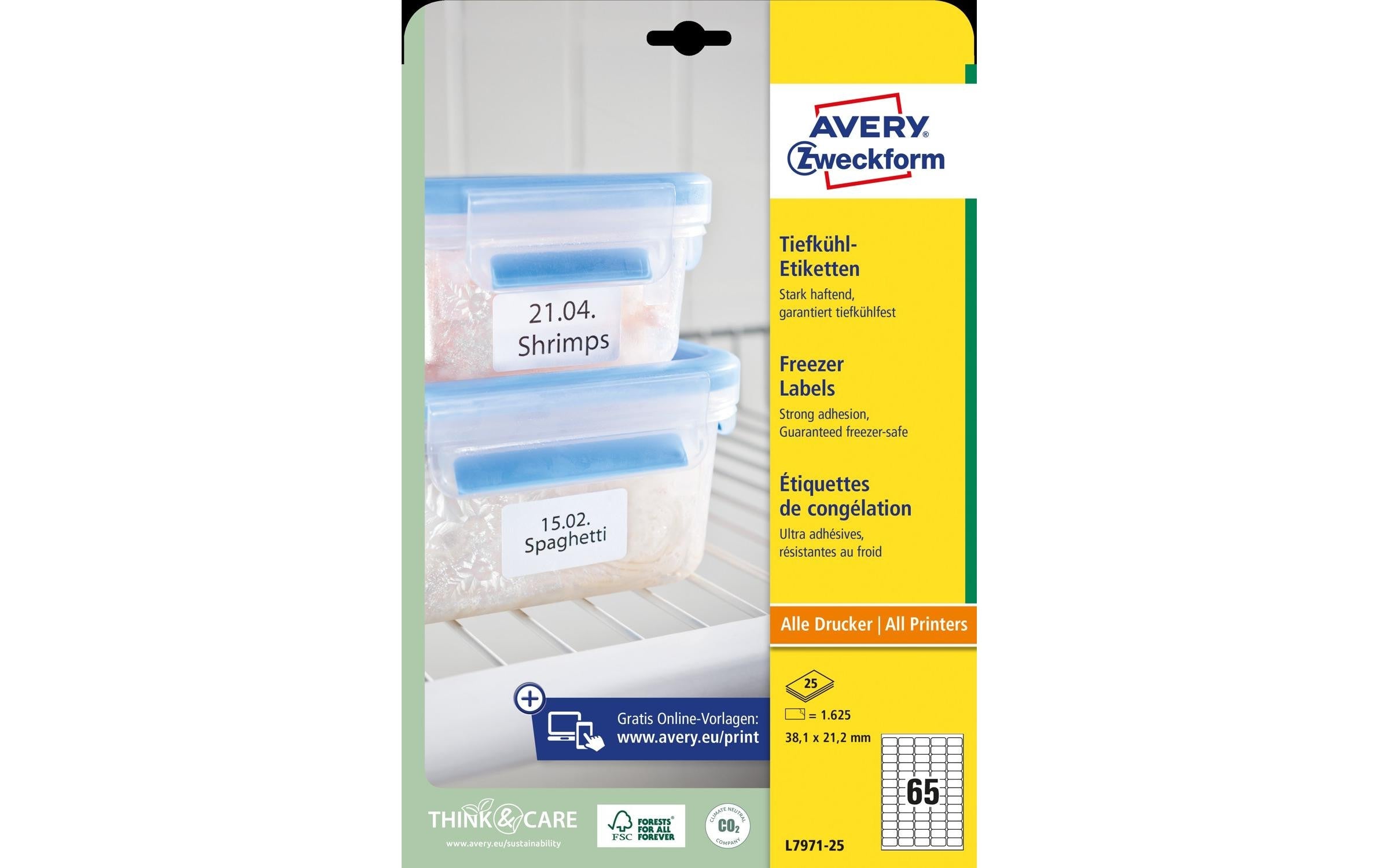 Avery Zweckform Tiefkühletiketten 38.1 x 21.2 mm, 25 Blatt