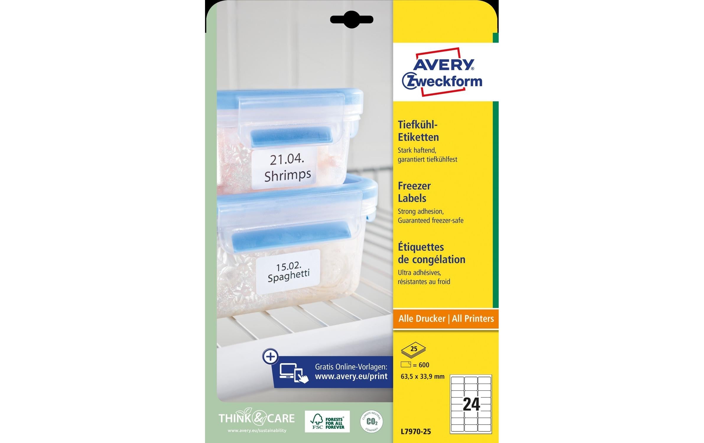 Avery Zweckform Tiefkühletiketten 63.5 x 33.9 mm, 25 Blatt
