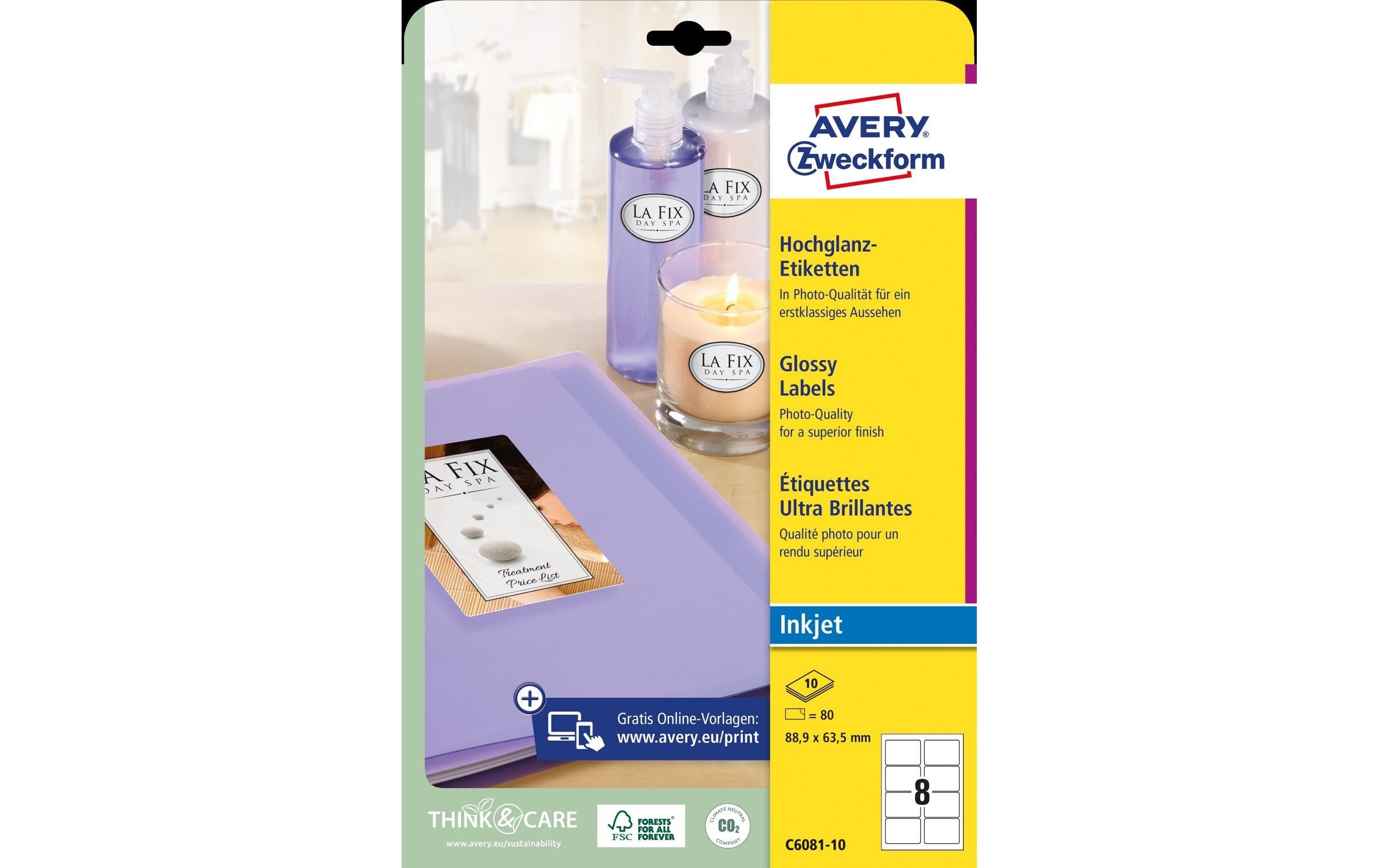Avery Zweckform Vielzweck-Etiketten 88.9 x 63.5 mm, 10 Blatt