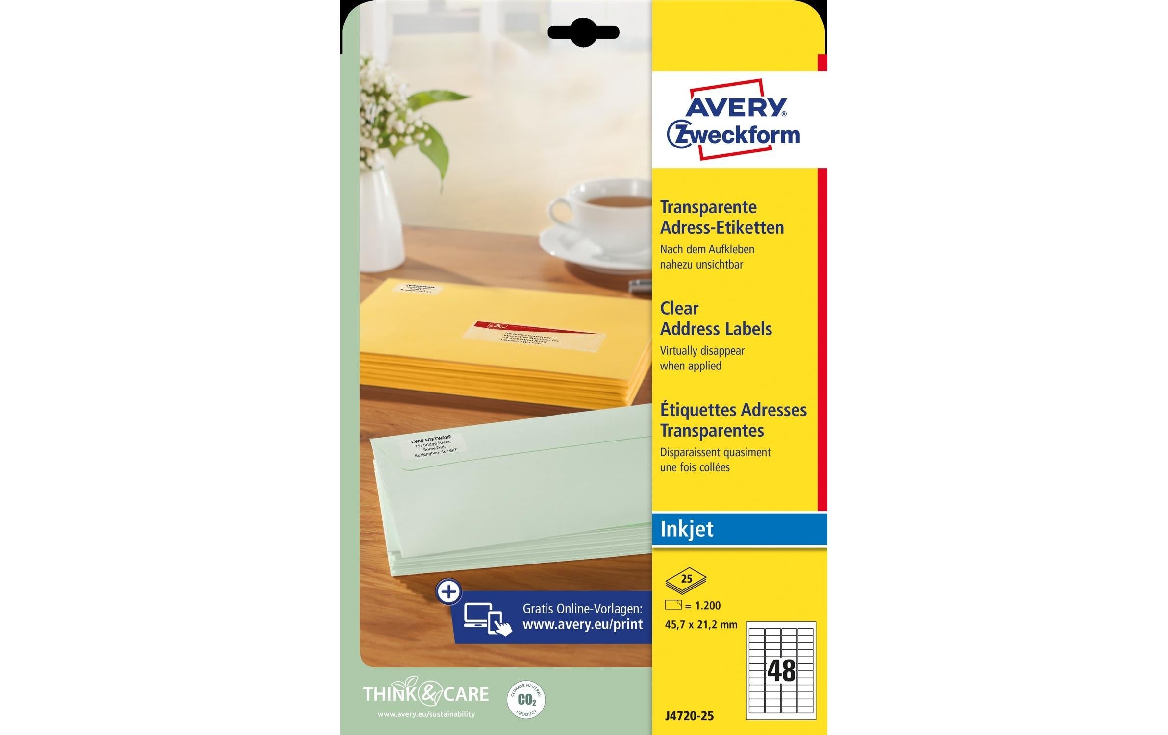 Avery Zweckform Adressetiketten 45.7 x 21.2 mm, 25 Blatt