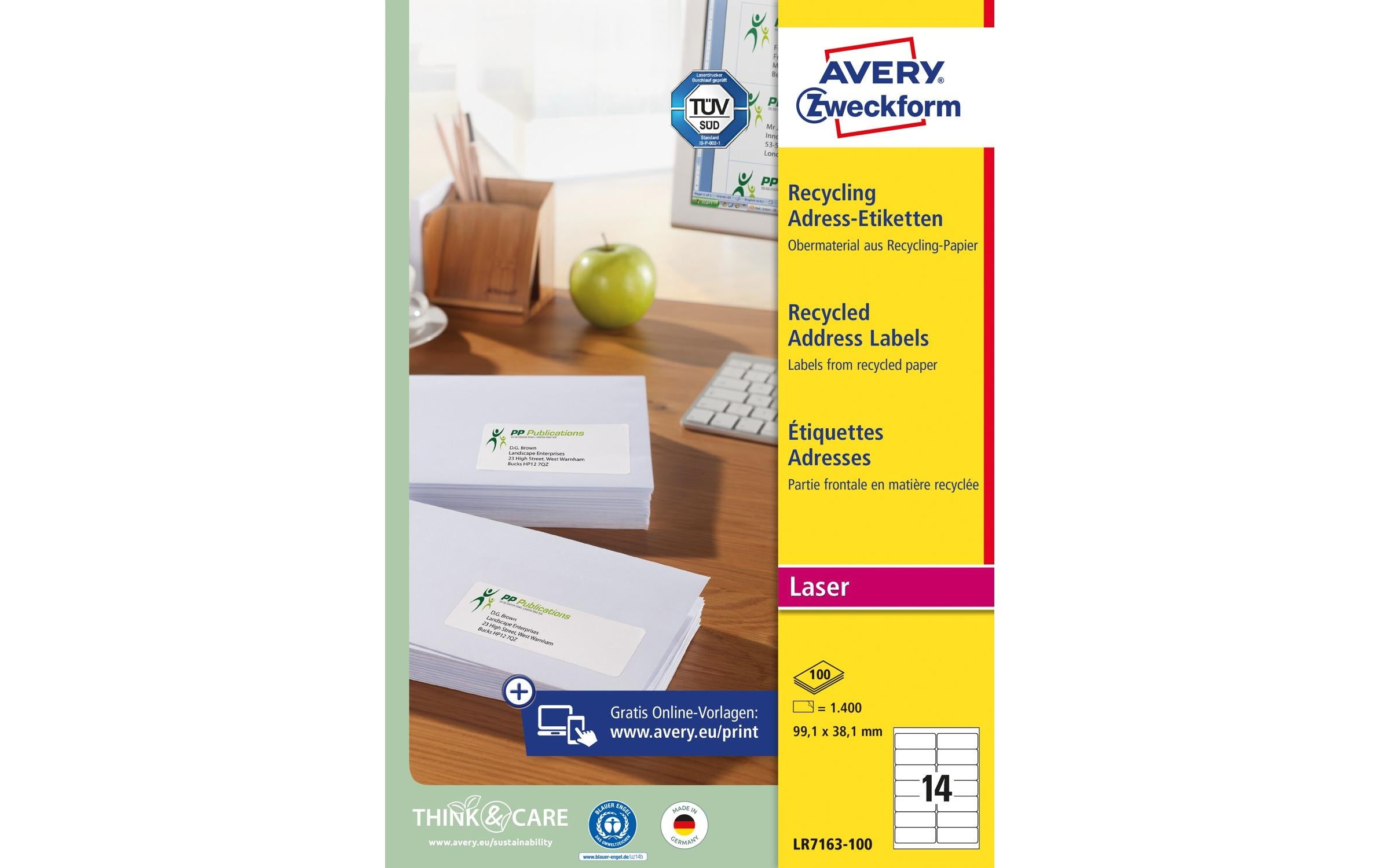 Avery Zweckform Adressetiketten 99.1 x 38.1 mm, 100 Blatt