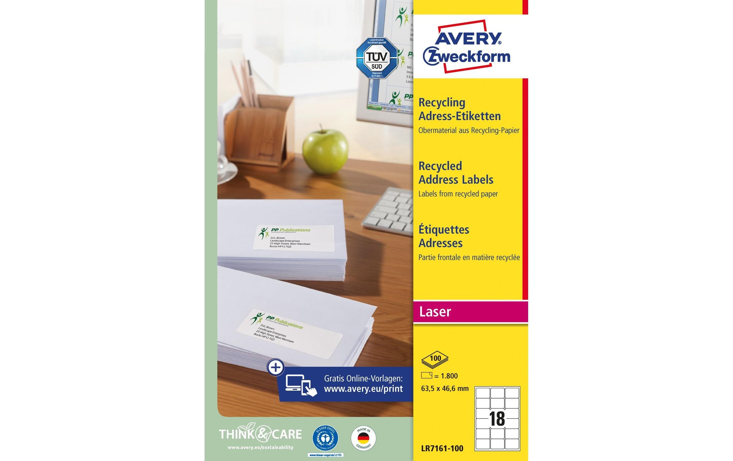 Avery Zweckform Adressetiketten 63.5 x 46.6 mm, 100 Blatt