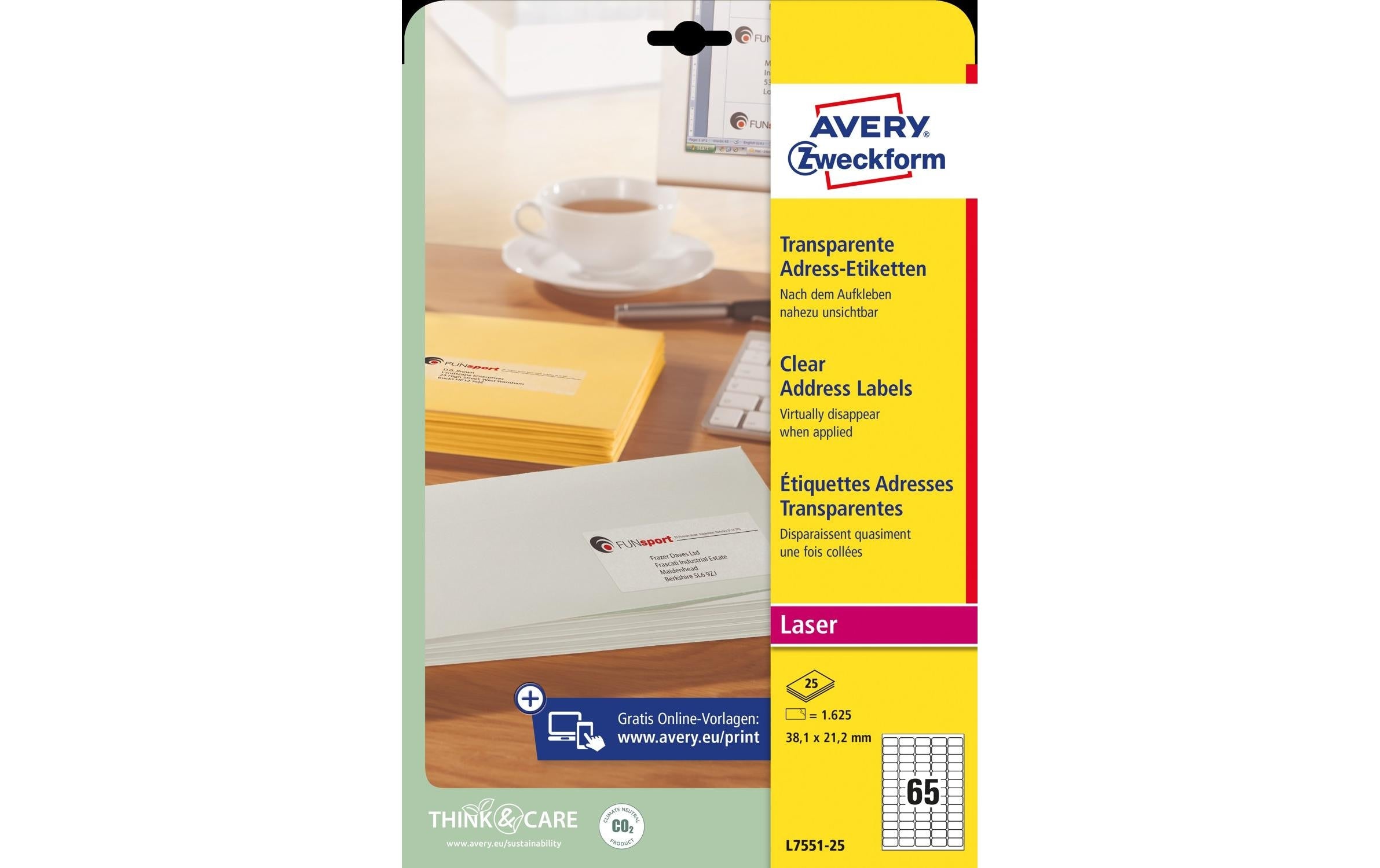 Avery Zweckform Adressetiketten 38.1 x 21.2 mm, 25 Blatt
