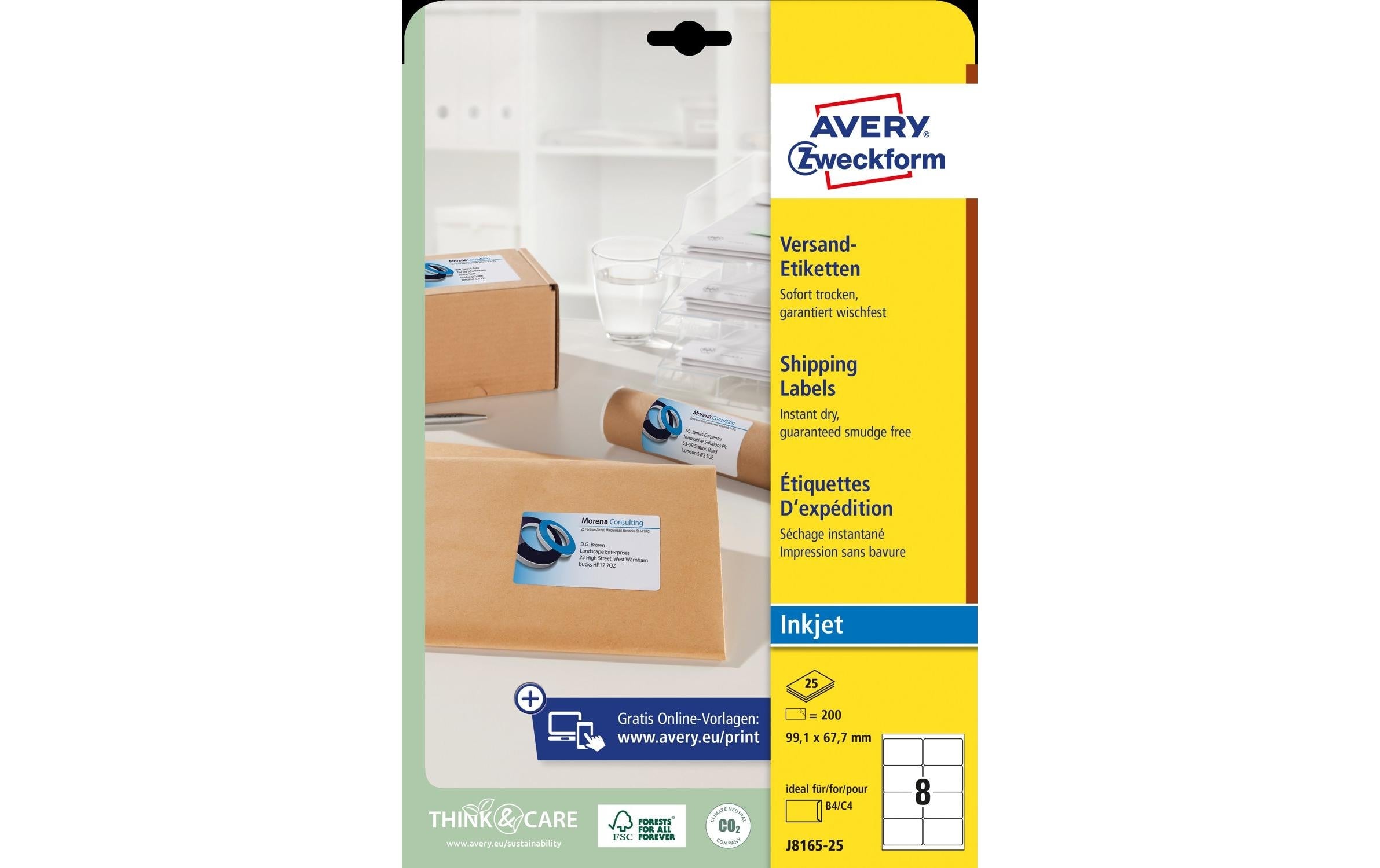Avery Zweckform Versand-Etiketten 99.1 x 67.7 mm, 25 Blatt