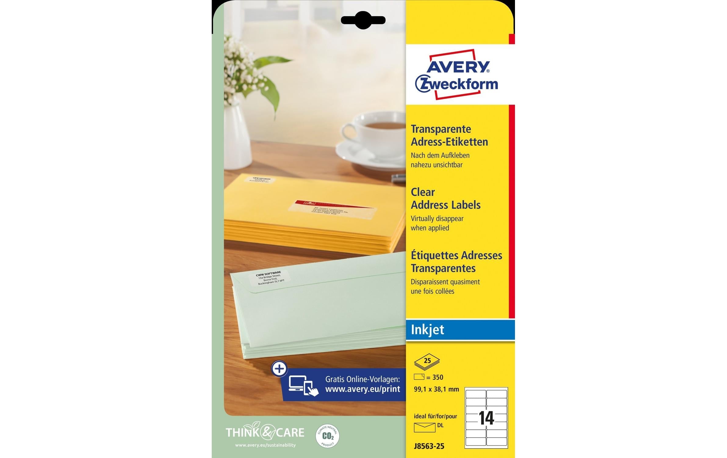 Avery Zweckform Adressetiketten 99.1 x 38.1 mm, 25 Blatt