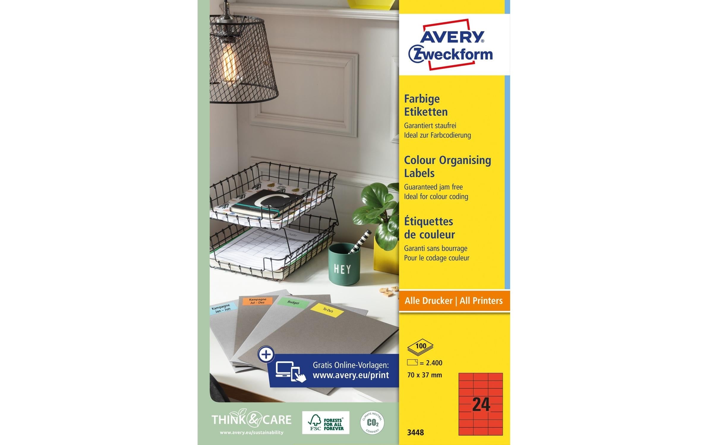 Avery Zweckform Universal-Etiketten Rot, 100 Blatt
