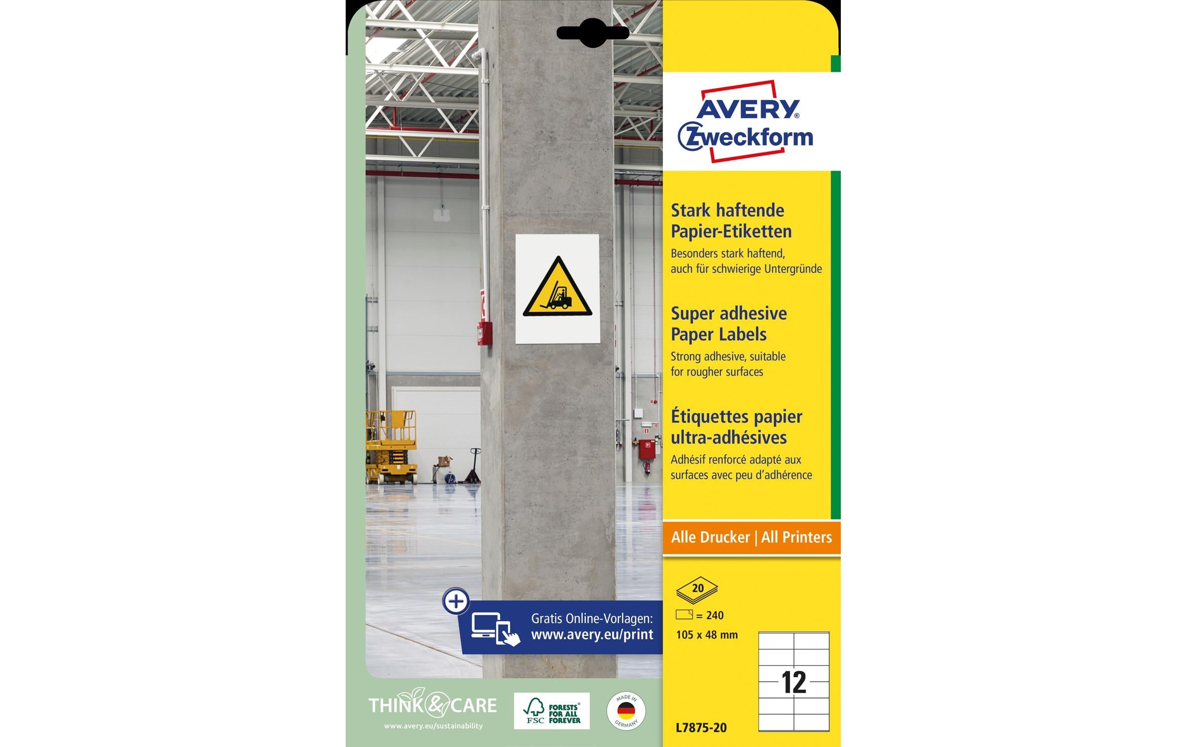 Avery Zweckform Universal-Etiketten L7875-20 105 x 48 mm