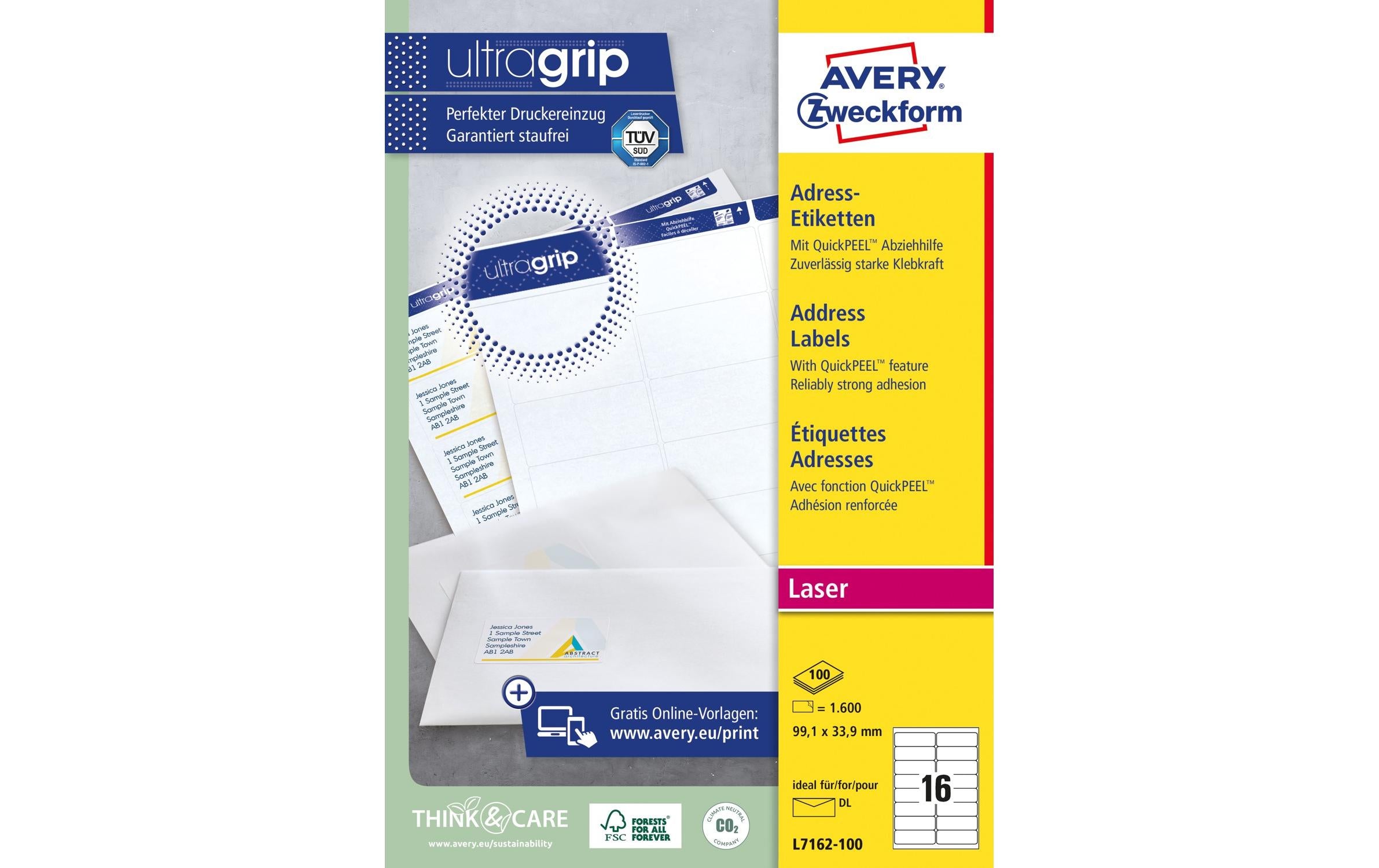 Avery Zweckform Adressetiketten L7162-100  99.1 x 33.9 mm
