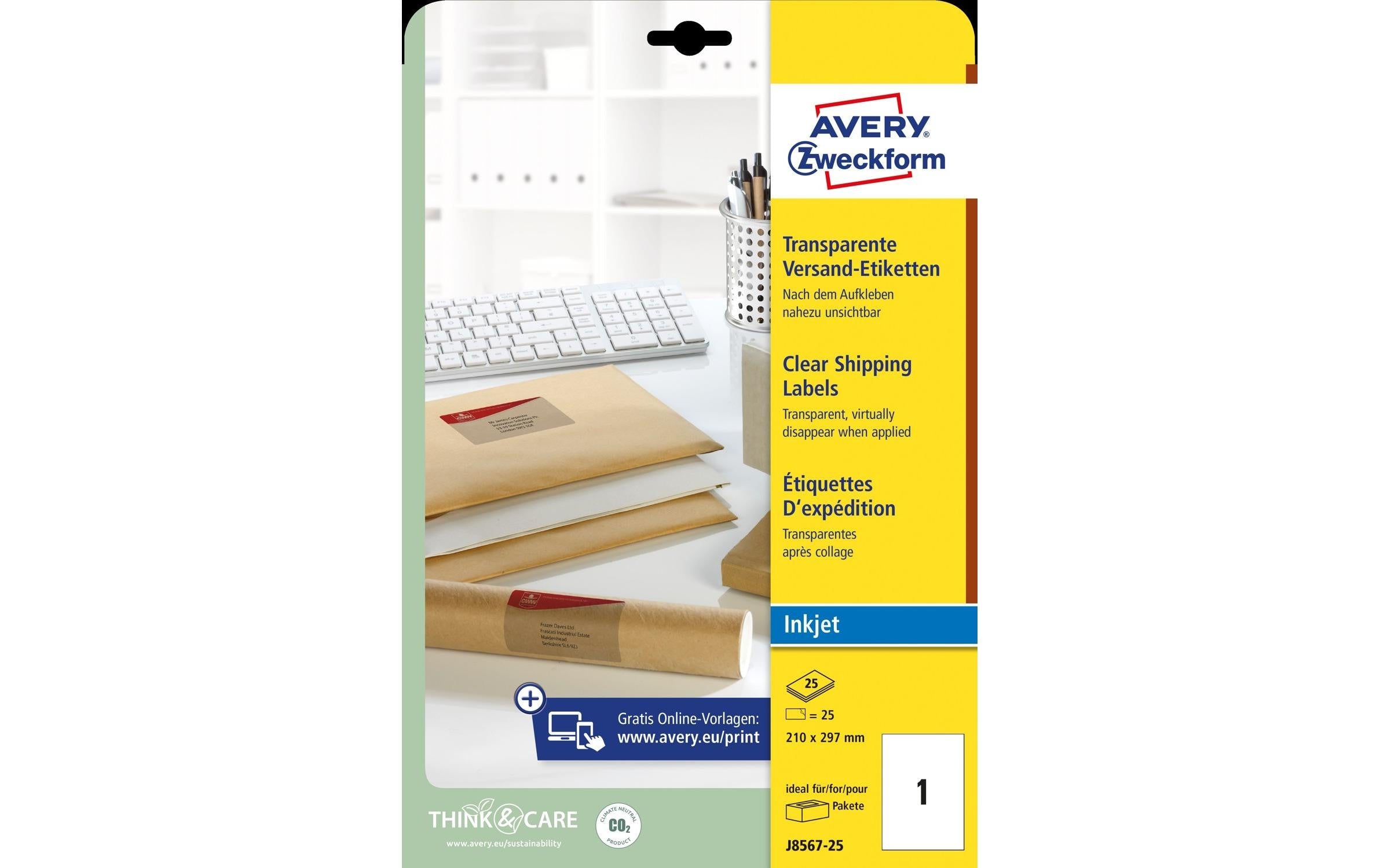 Avery Zweckform Adressetiketten 210 x 297 mm, 25 Blatt