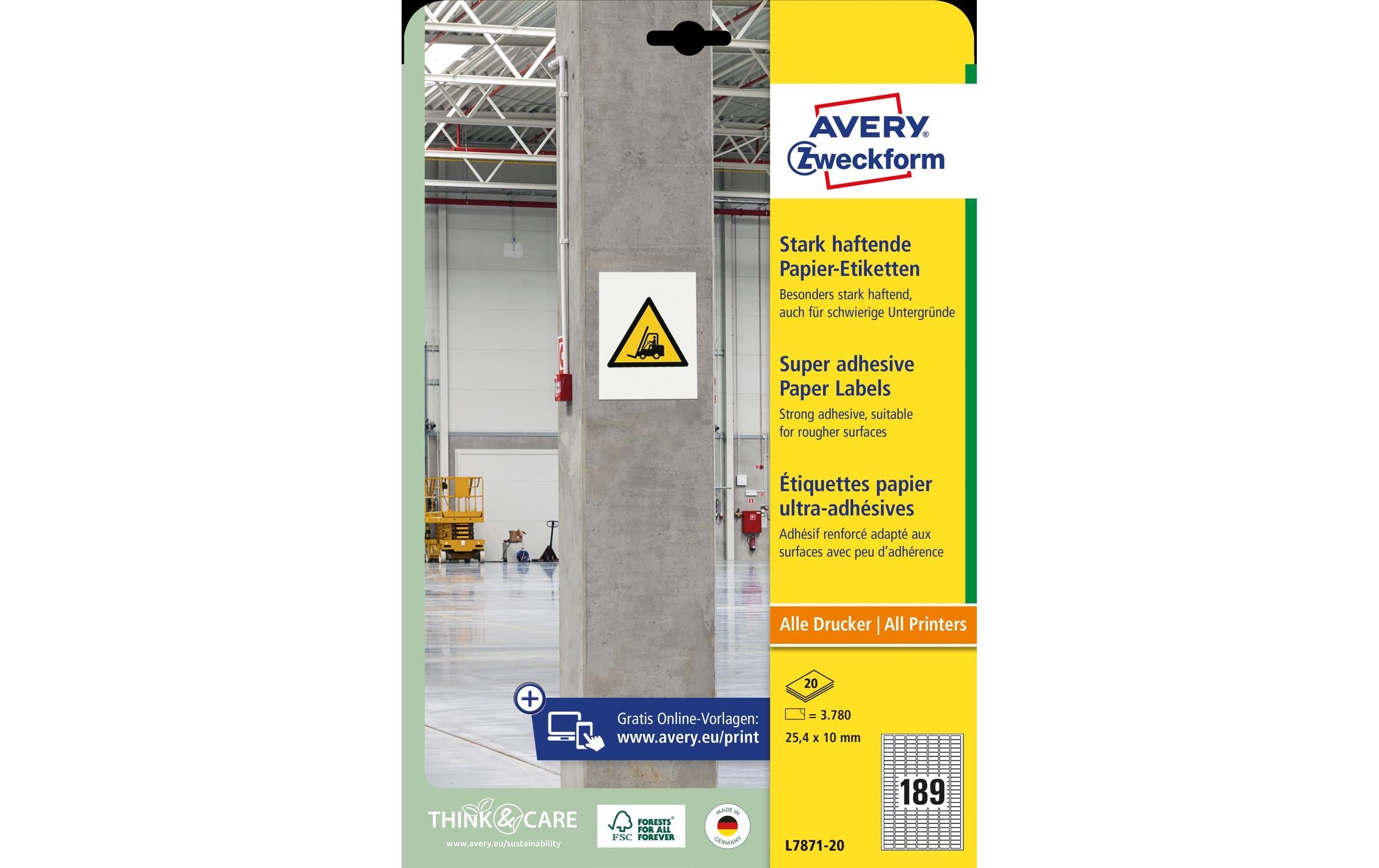 Avery Zweckform Vielzweck-Etiketten 25.4 x 10 mm, 20 Blatt