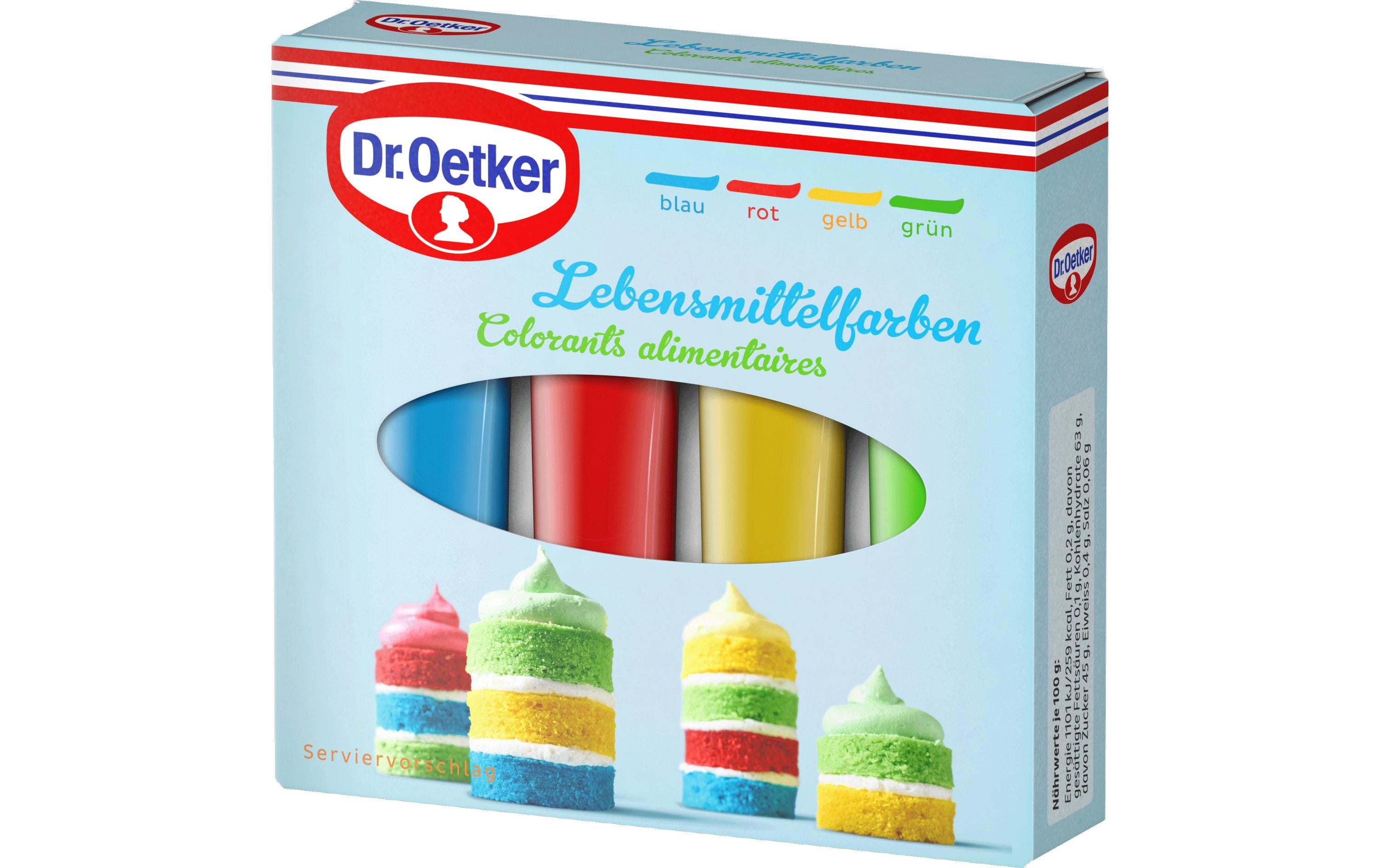 Dr.Oetker Lebensmittelfarben-Set Blau/Gelb/Grün/Rot