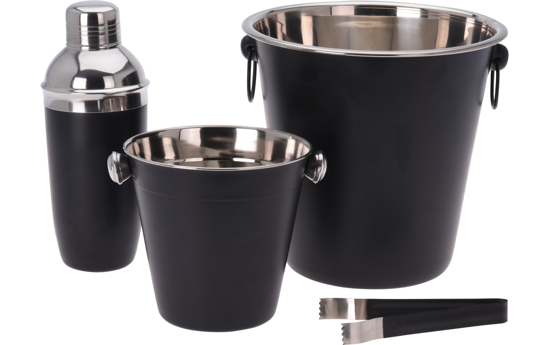 FURBER Flaschenkühler und Drink Mixer Set 4-teilig, Schwarz matt