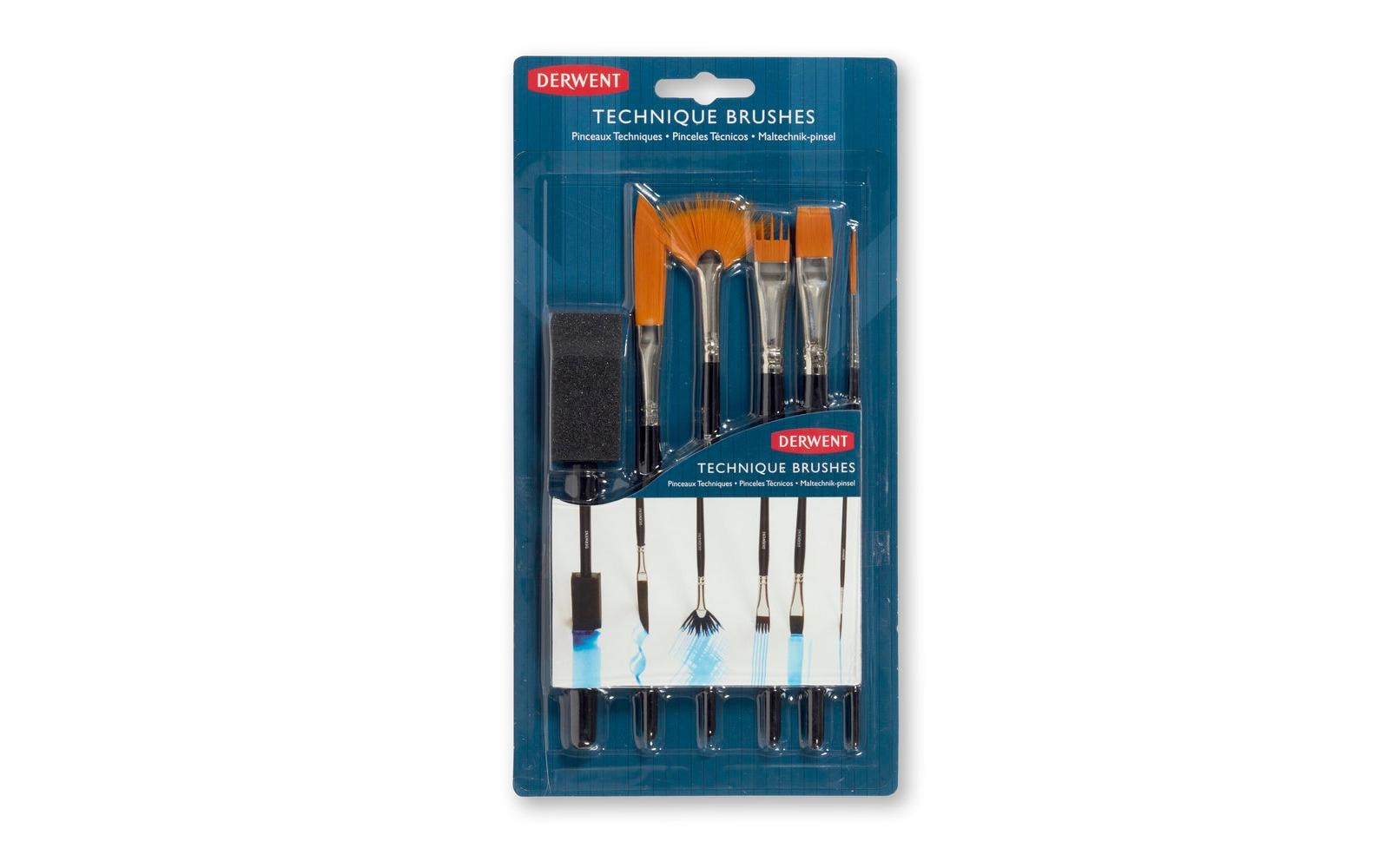 Derwent Technique Pinselset für verschiedene Techniken, 6-teilig