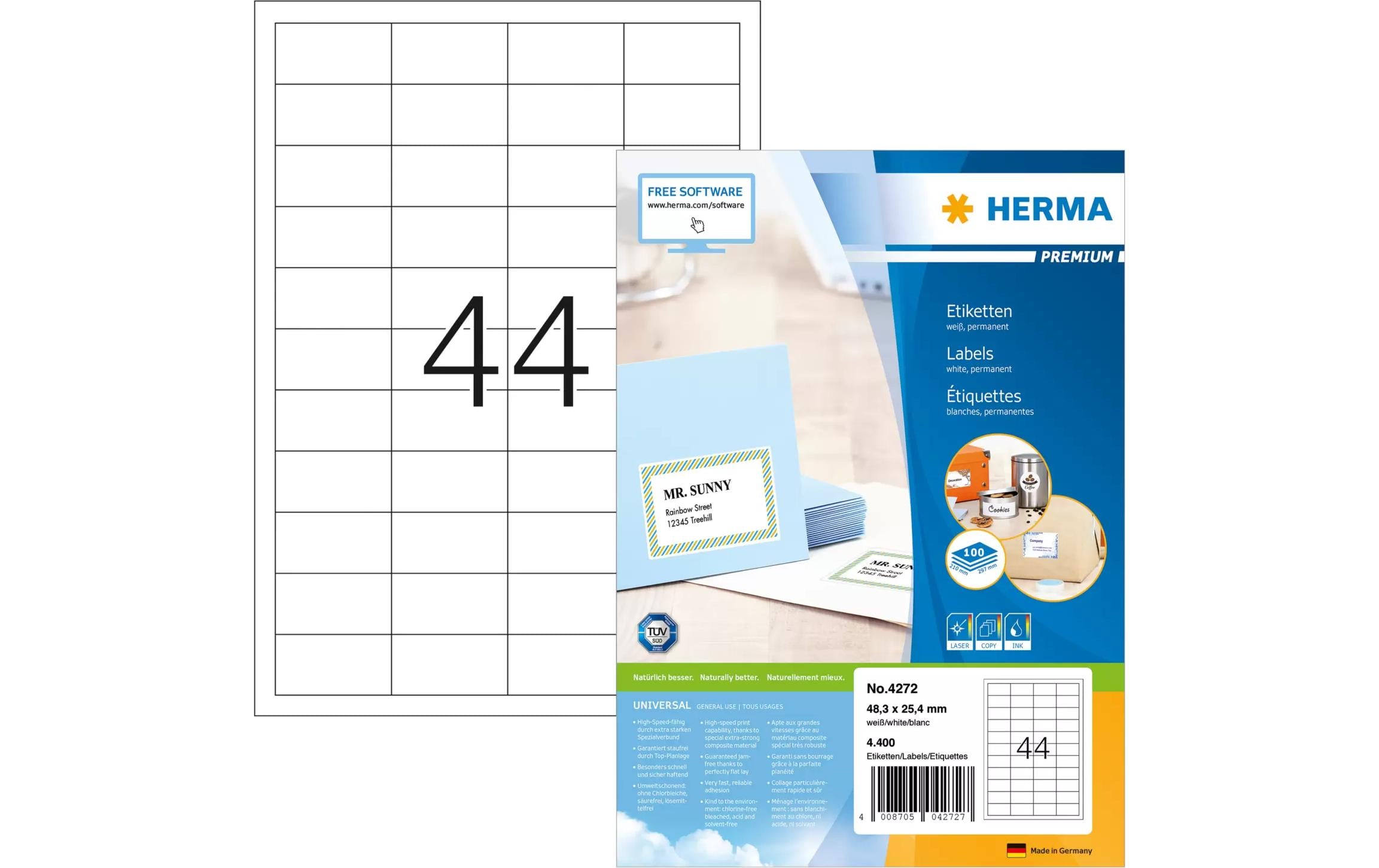 HERMA Vielzweck-Etiketten Premium 48.3 x 25.4 mm, 100 Blatt