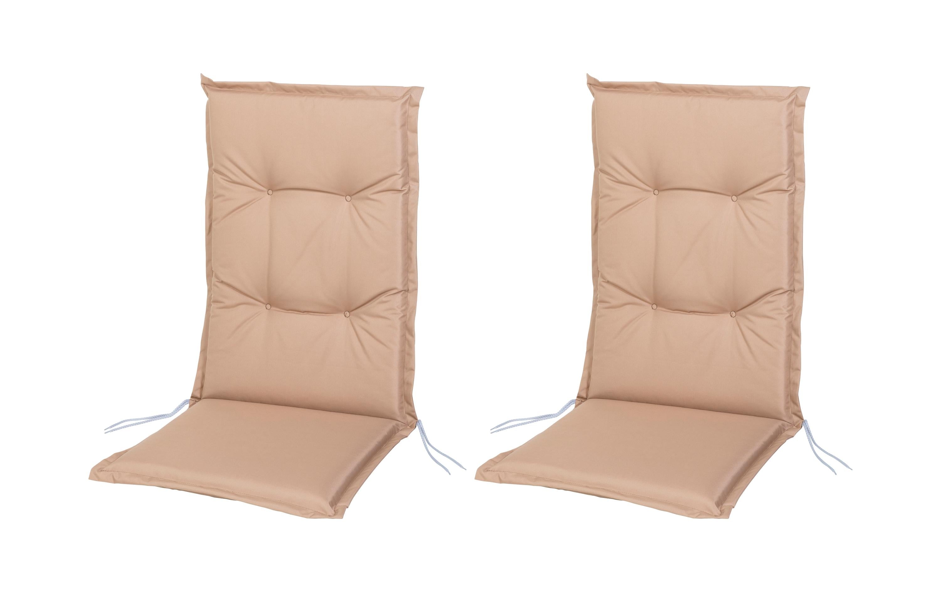 COCON Stuhlauflage Hochlehner Outdoor 118 x 50 cm, Beige, 2er-Set