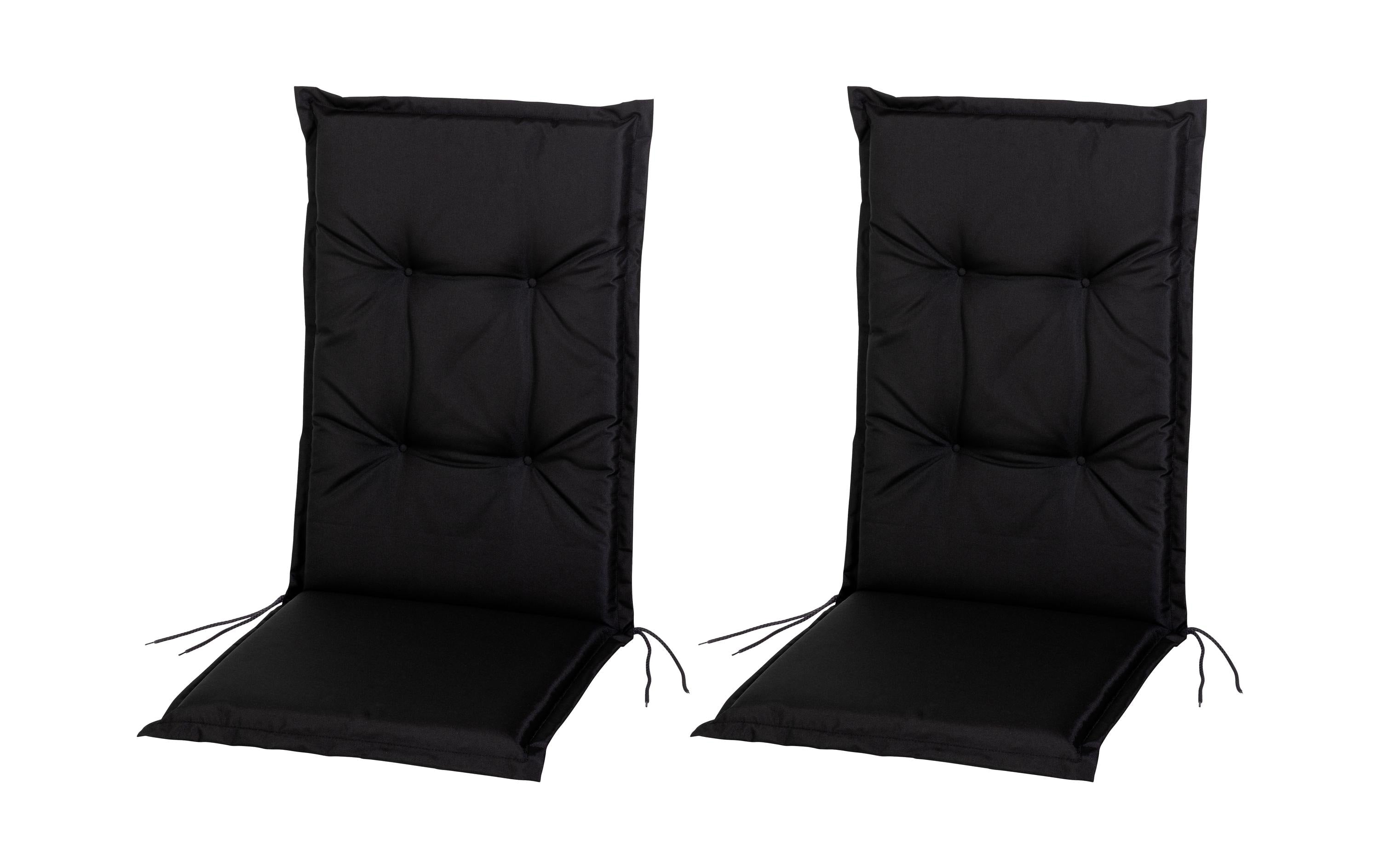 COCON Stuhlauflage Hochlehner Outdoor 118 x 50 cm Schwarz, 2er-Set