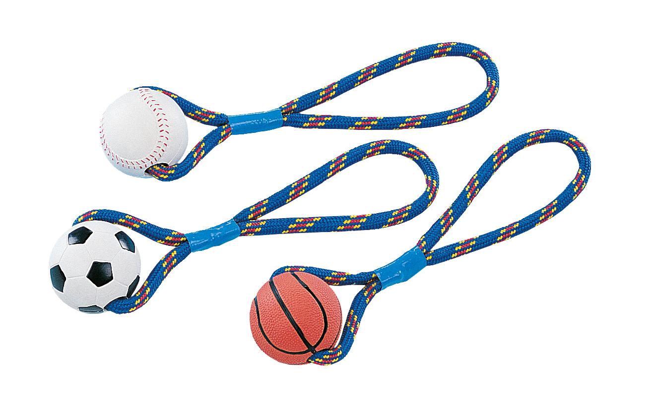 Nobby Vollgummi-Ball mit Seil, 8 cm