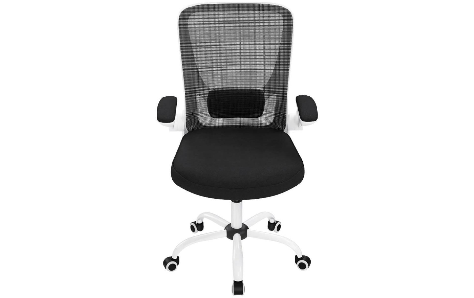 Songmics Bürostuhl mit klappbaren Armlehnen, Schwarz / Weiss