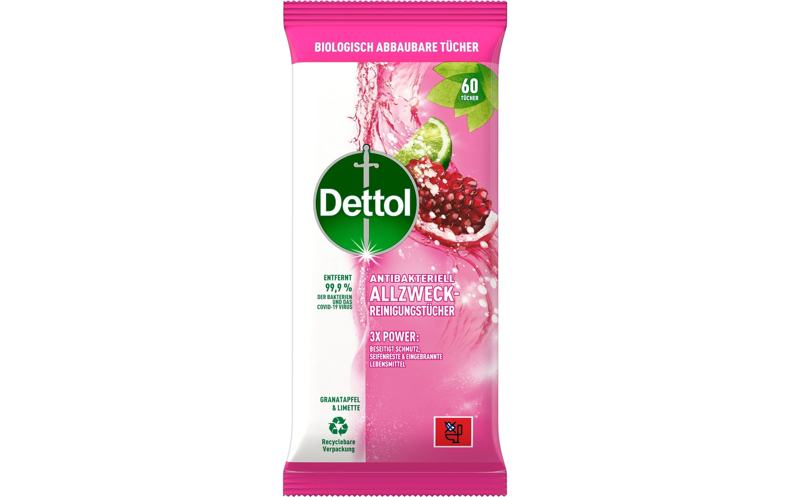 Dettol Allzweck-Reinigungstücher Granatapfel & Limette 60 Stück