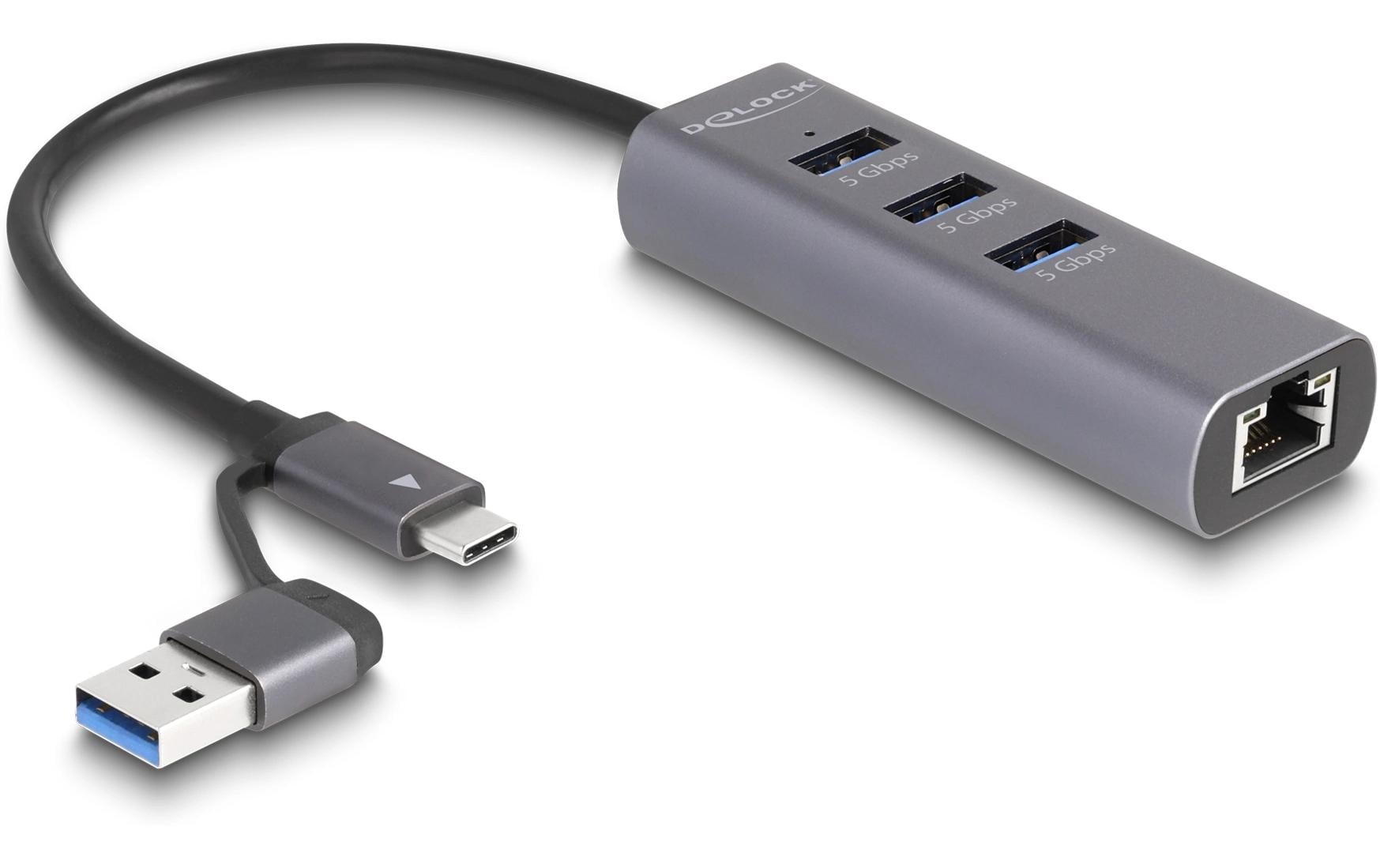 Delock Netzwerk-Adapter 5 Gbps USB Typ-A/USB Typ-C