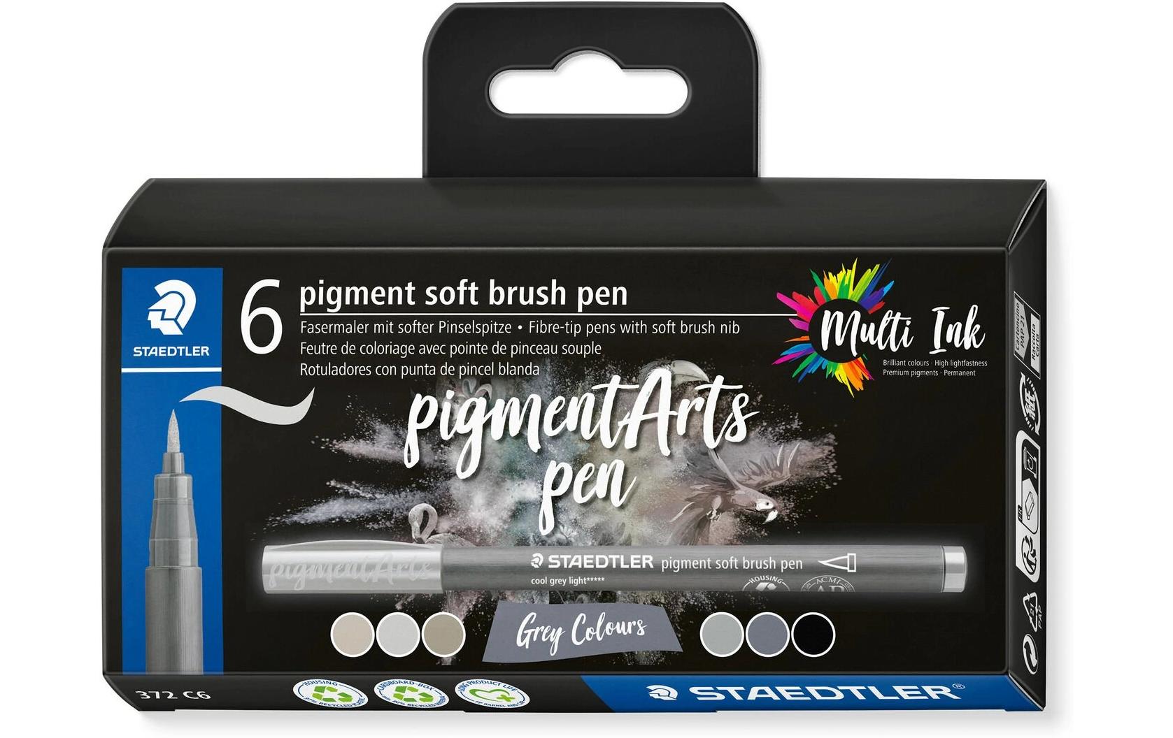 Staedtler Fasermaler Pigment Arts Brush Pen Greys Colours