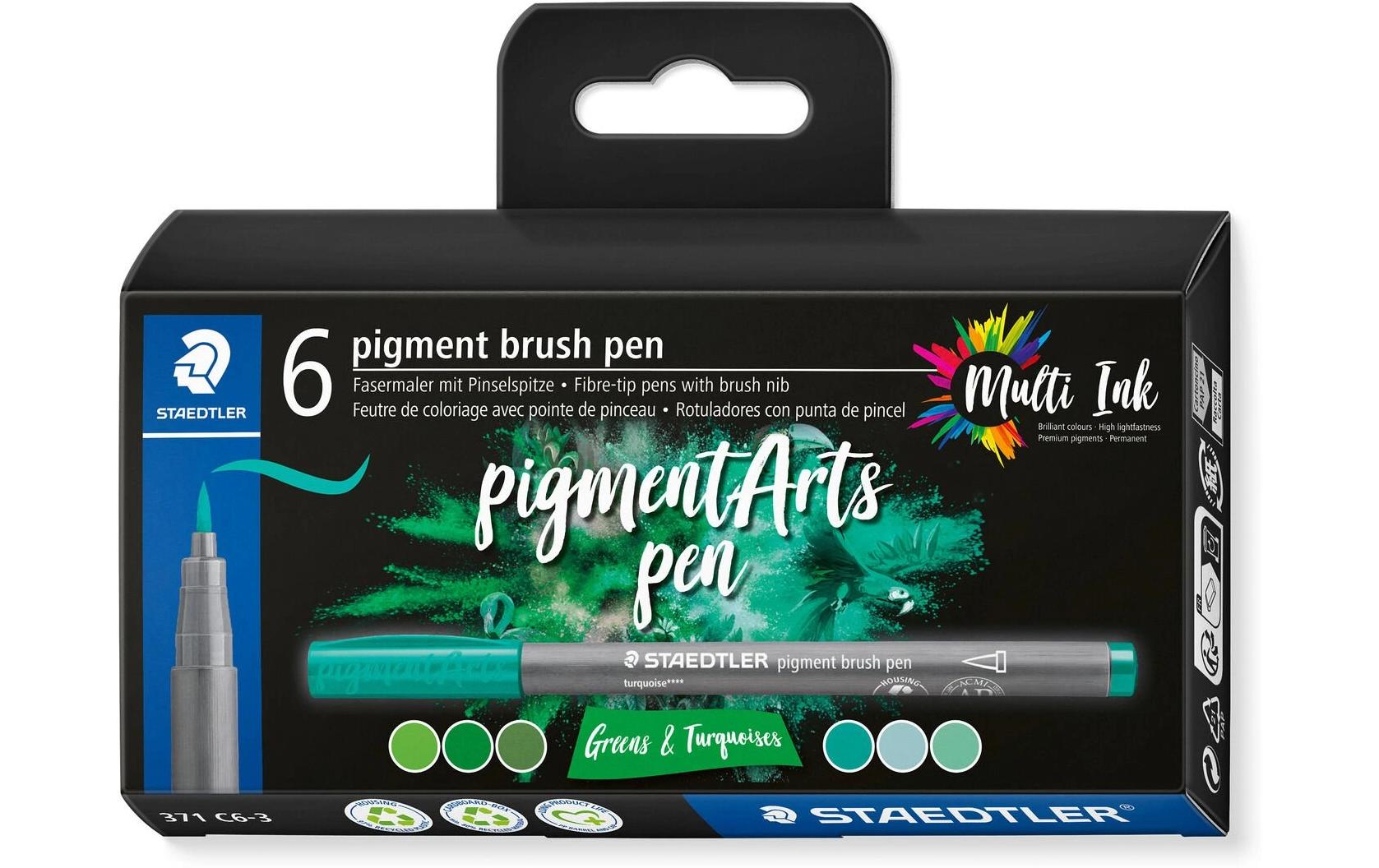 Staedtler Fasermaler Pigment Arts Brush Pen Greens & Truquoises