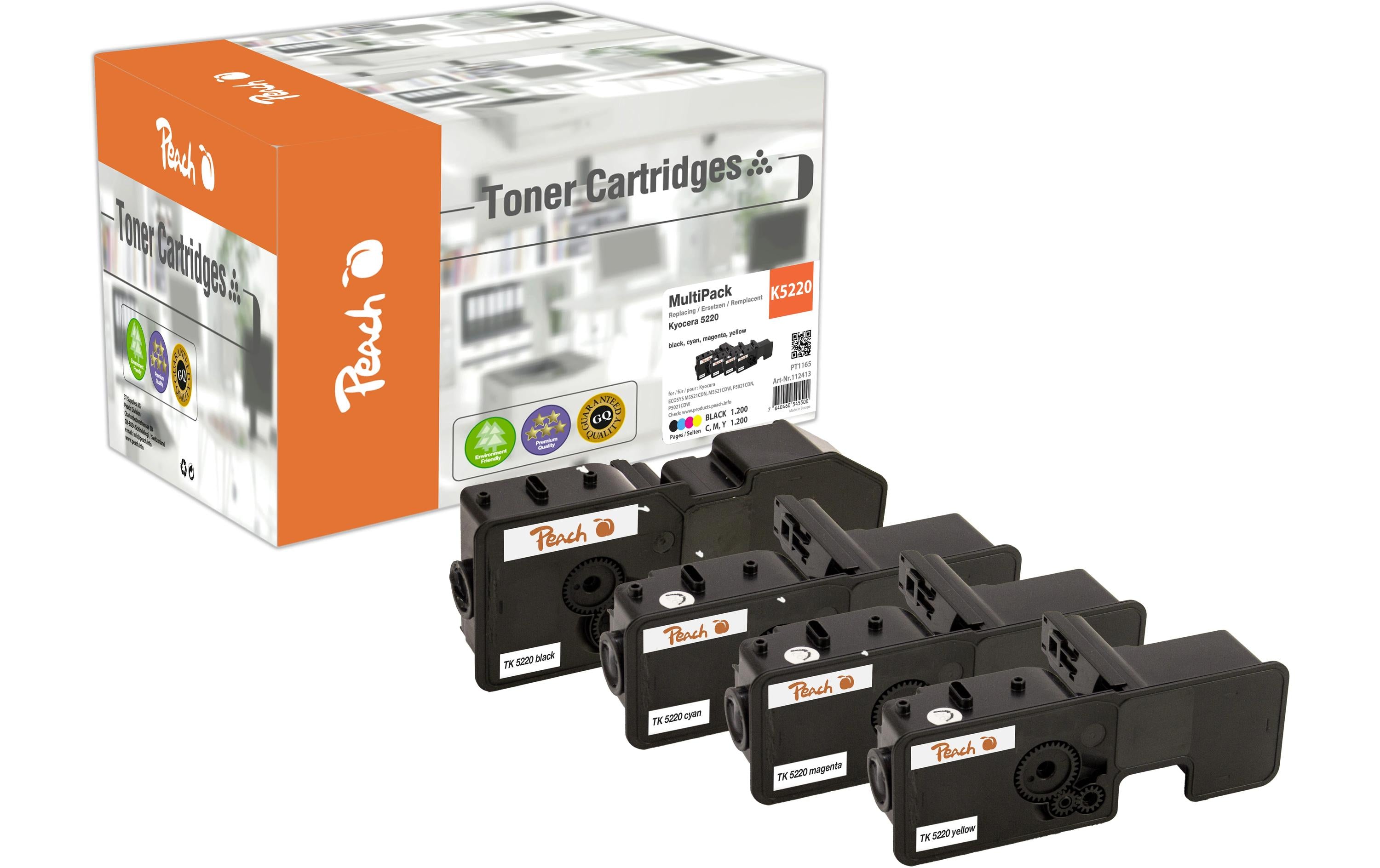 Peach Tonerset Kyocera TK-5220 Multipack BK/C/M/Y