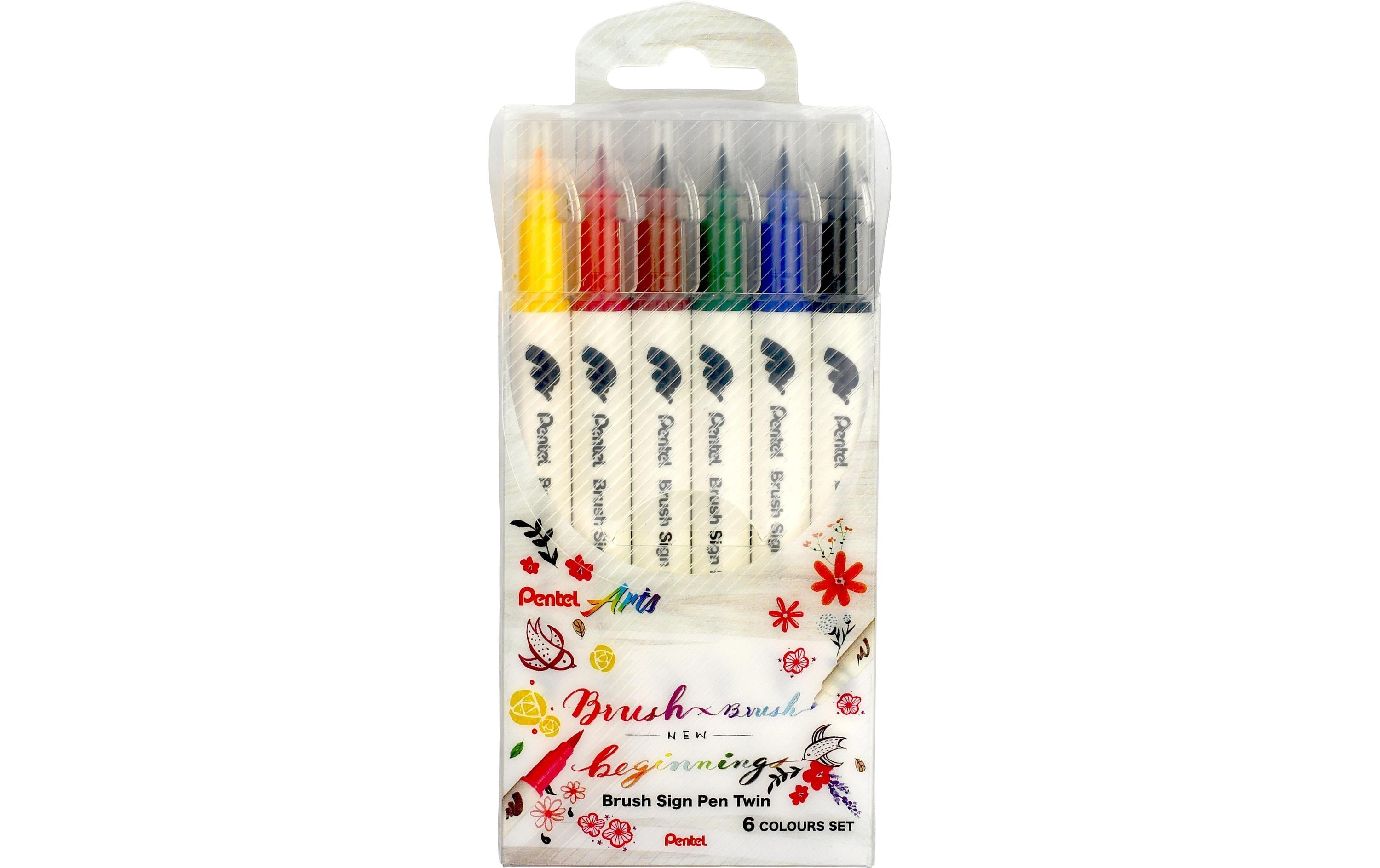 pentel Fasermaler Brush Sign Pen Twin 6 Farben