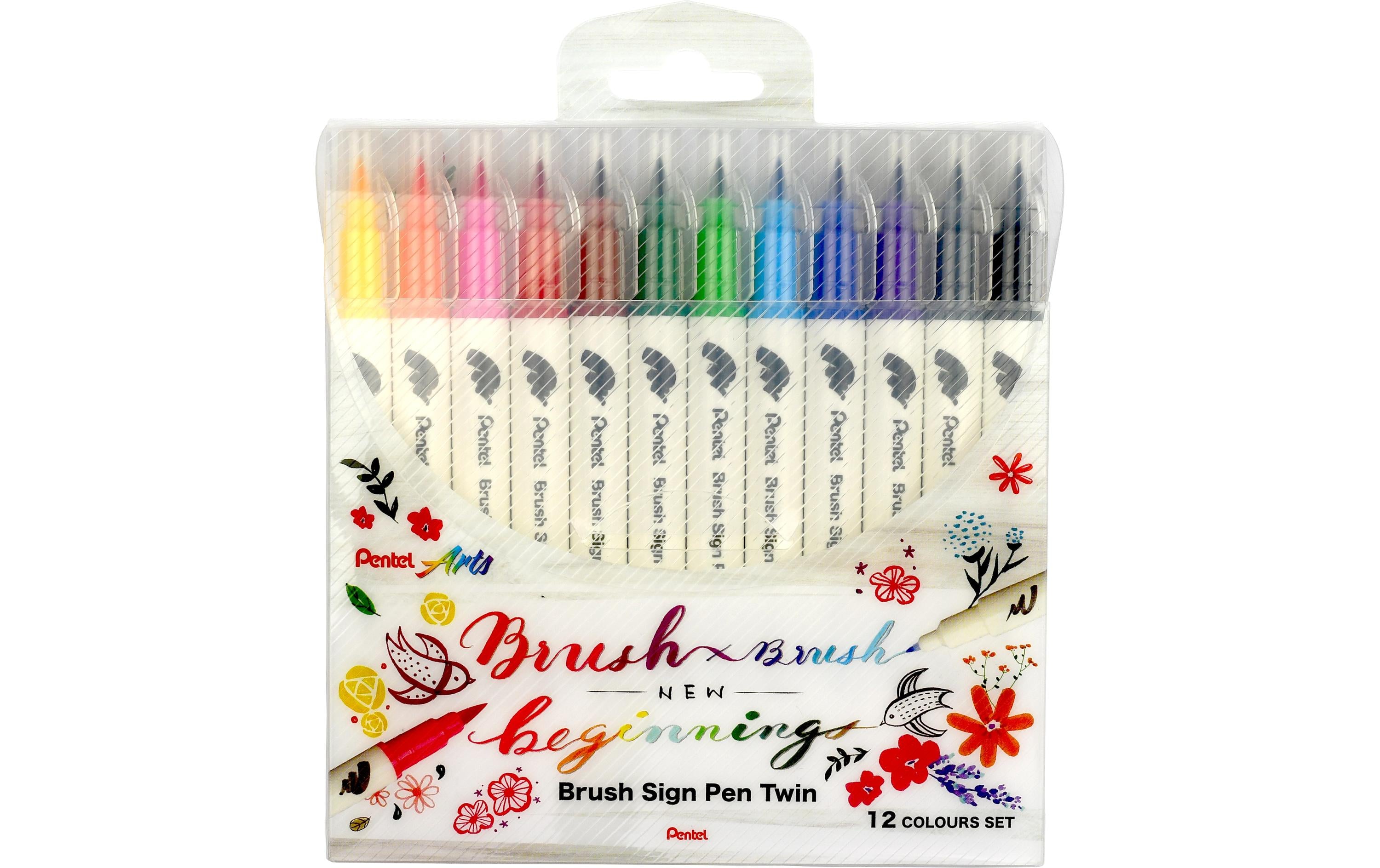 pentel Fasermaler Brush Sign Pen Twin 12 Farben