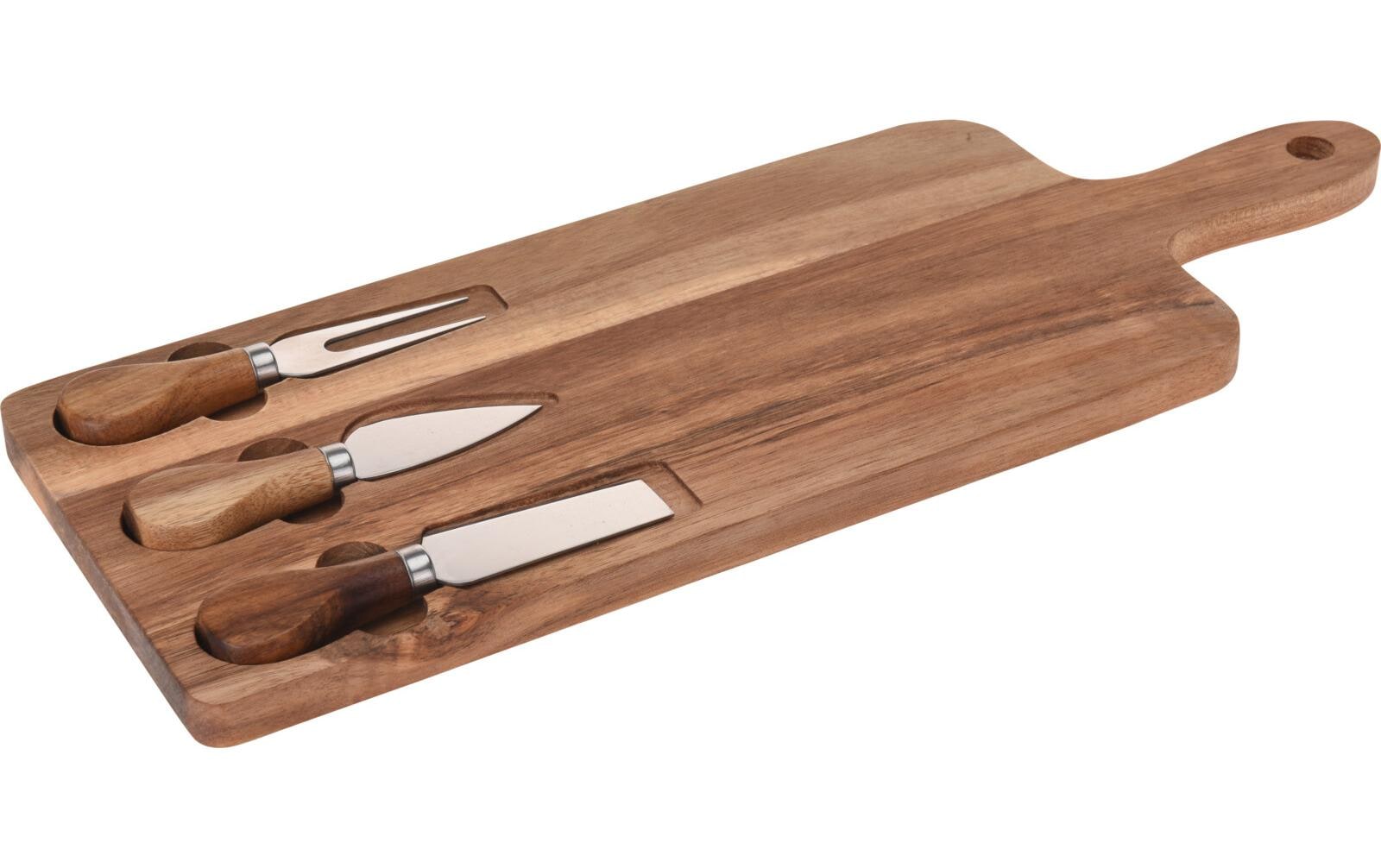 FURBER Servierplatte mit 3 Messer Braun