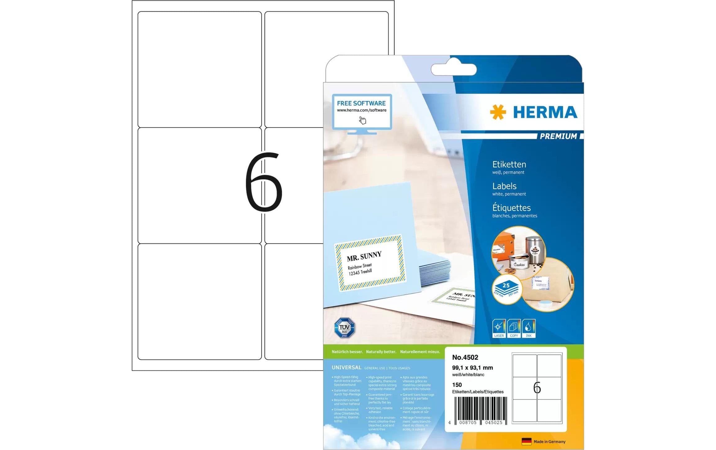 HERMA Universal-Etiketten Premium, 99.1 x 93.1 cm, 150 Etiketten