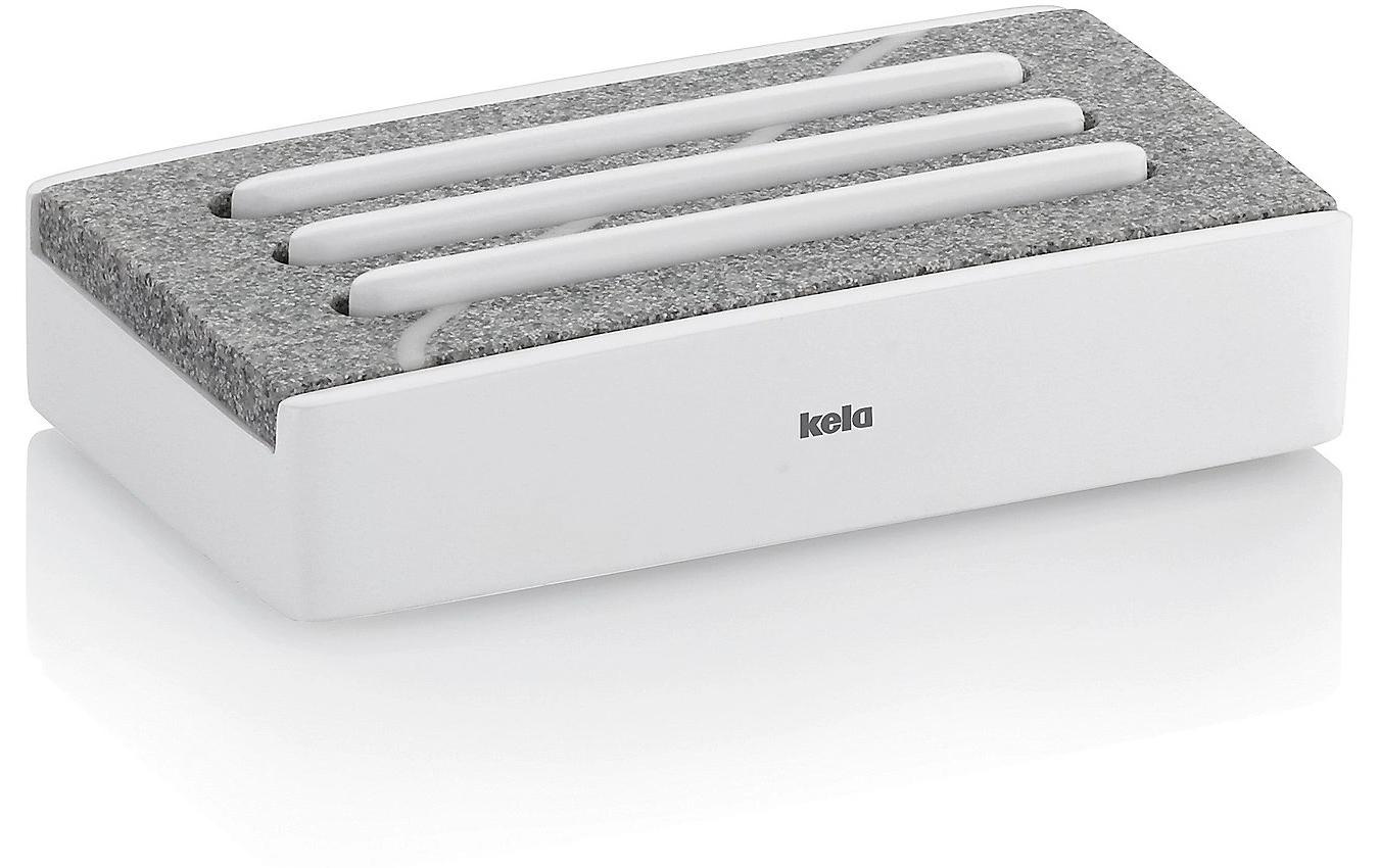 Kela Seifenschale Cube Grau/Weiss