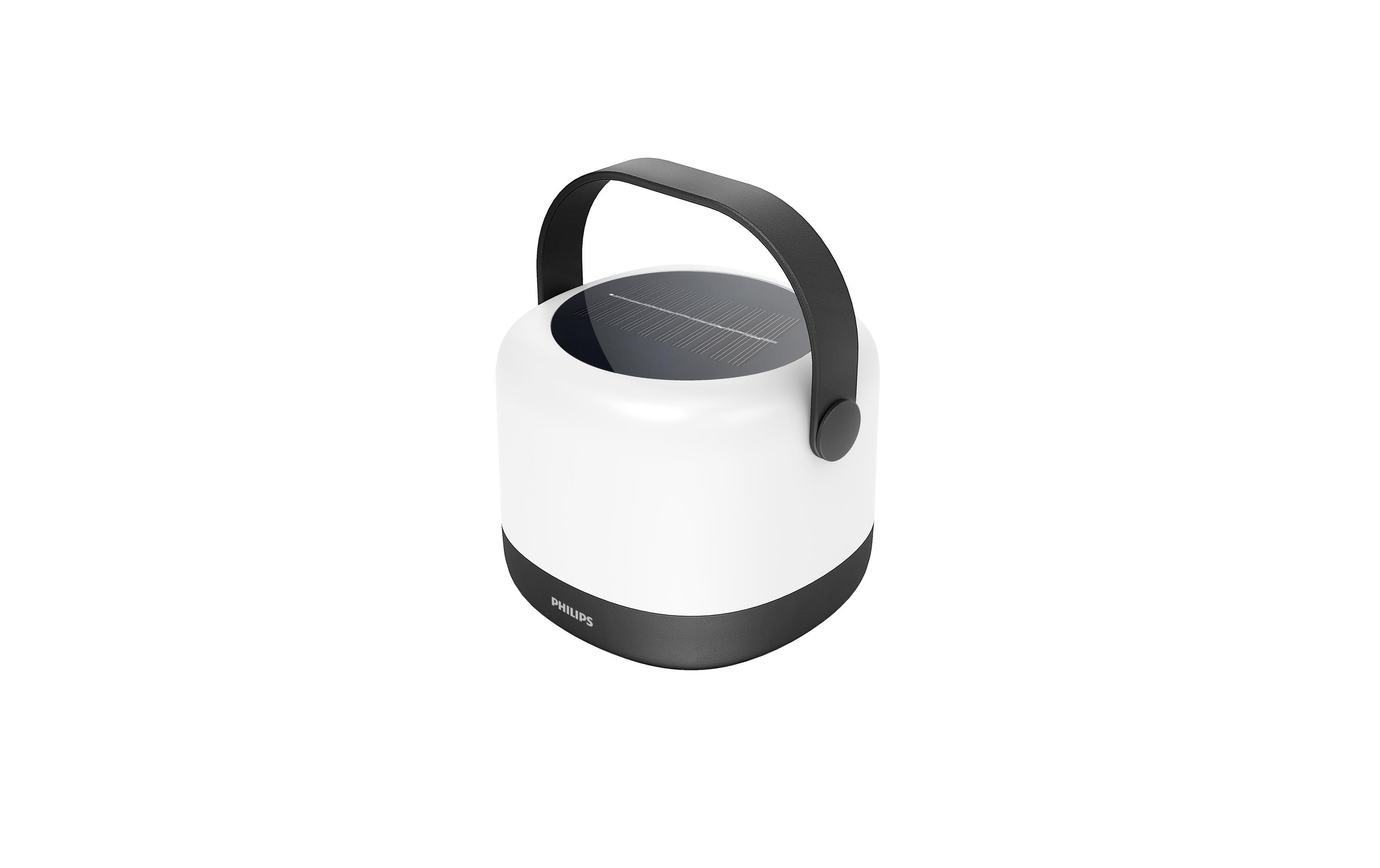 Philips Alula tragbare Solarleuchte, 3000K und RGB, USB, IP44 Weiss