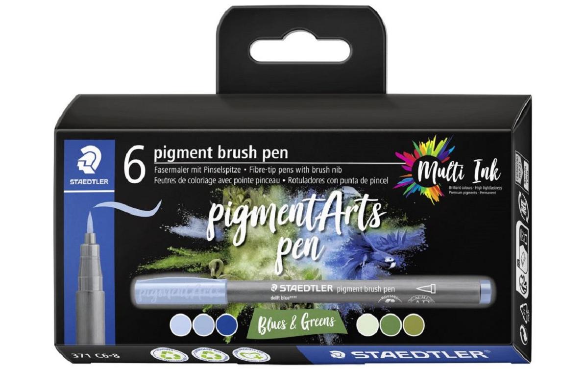 Staedtler Fasermaler Pigment Arts Brush Pen Blues & Greens