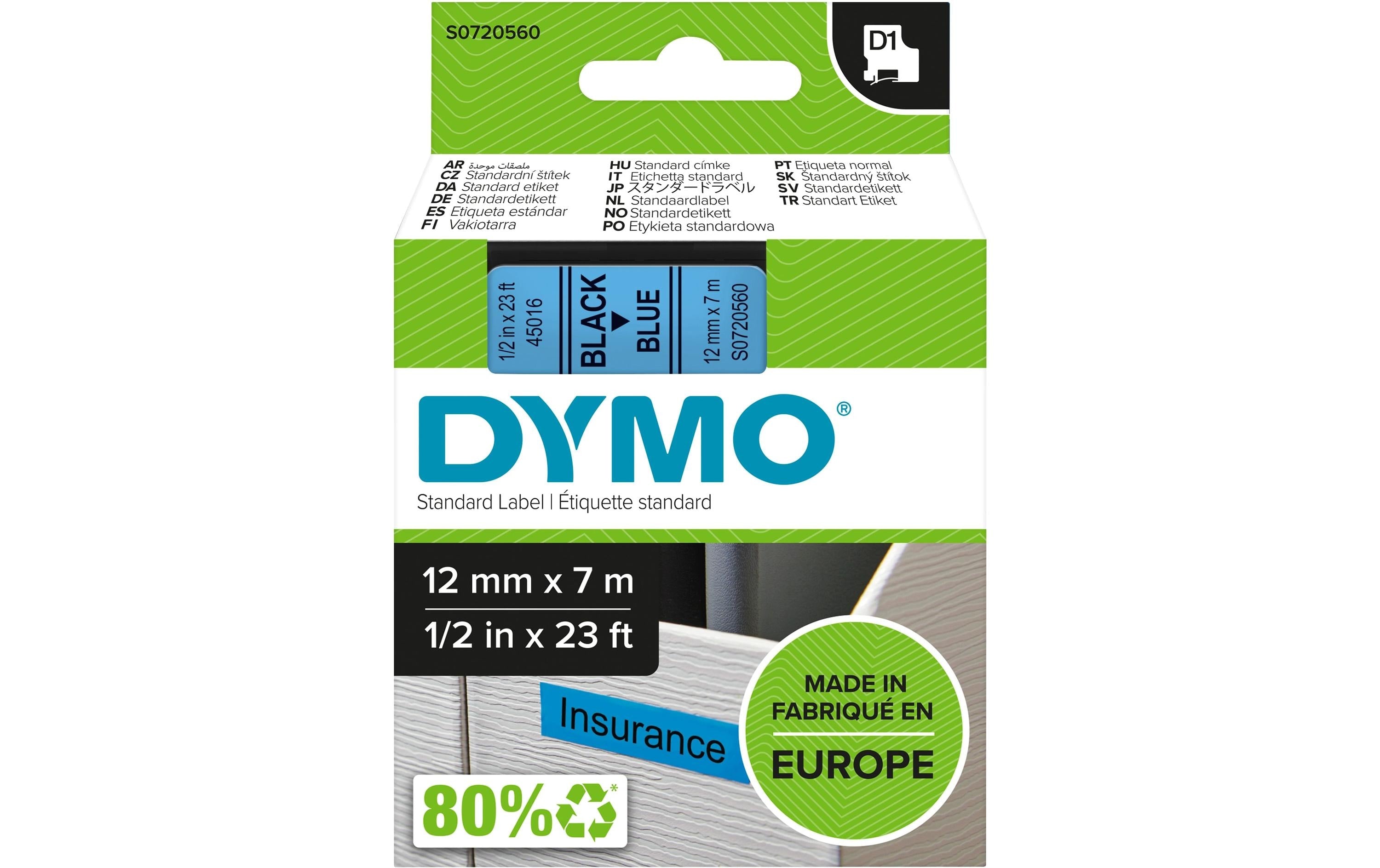 DYMO Beschriftungsband D1 Schwarz auf Blau
