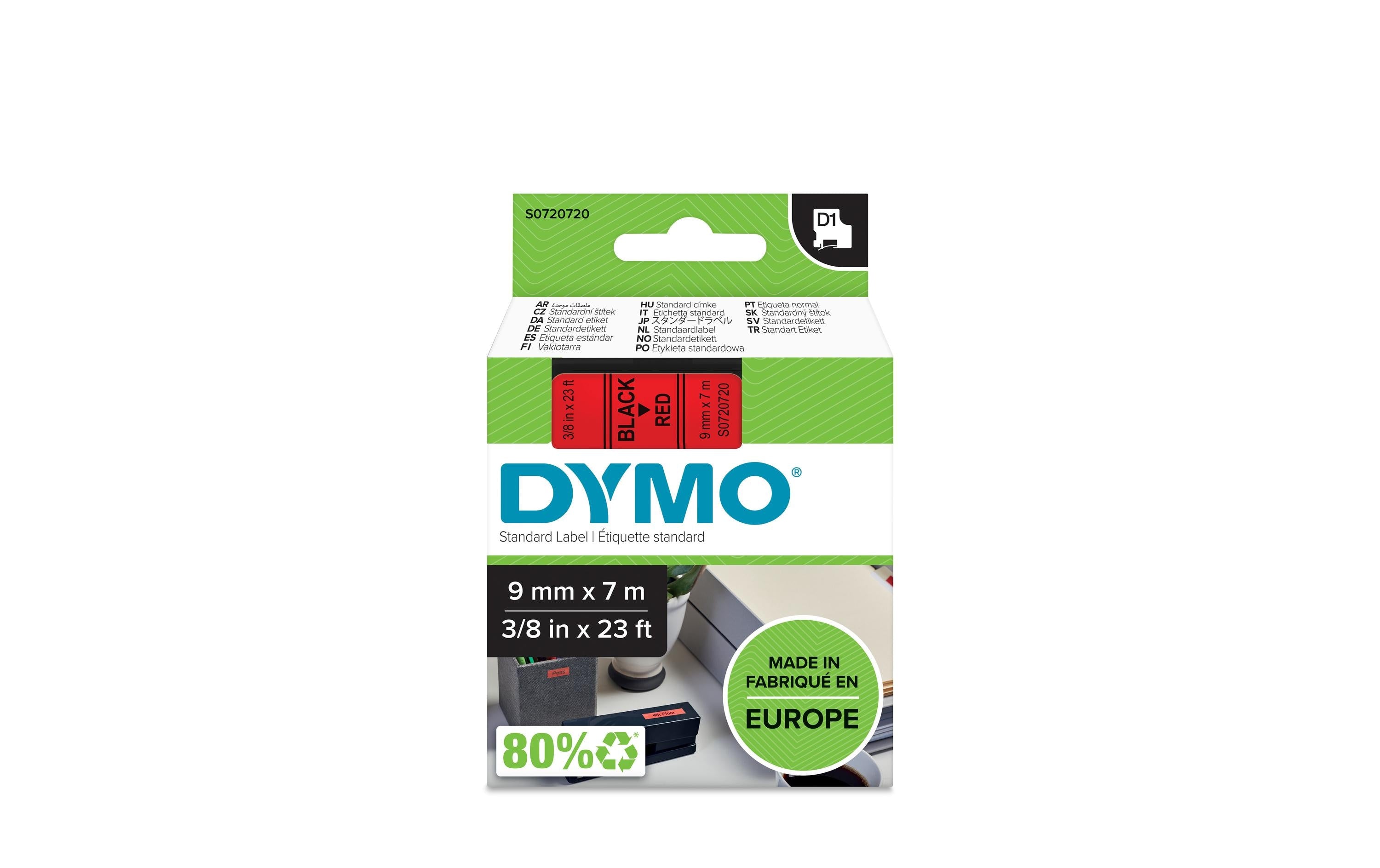 DYMO Beschriftungsband D1 Schwarz auf Rot