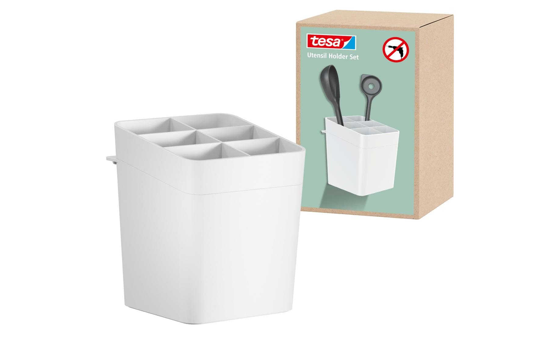 tesa Utensilienhalter Set Weiss