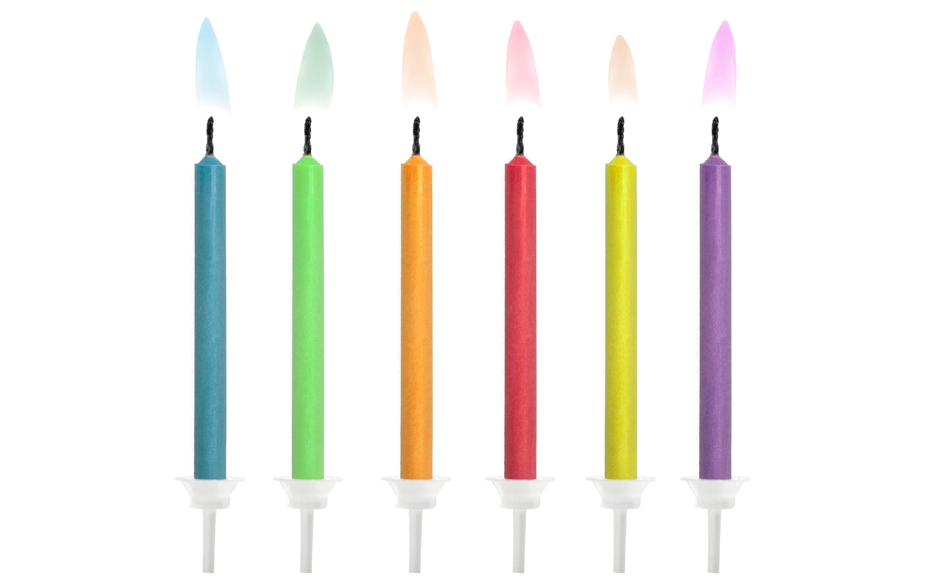 Partydeco Kerze bunte Flammen, 6 Stück