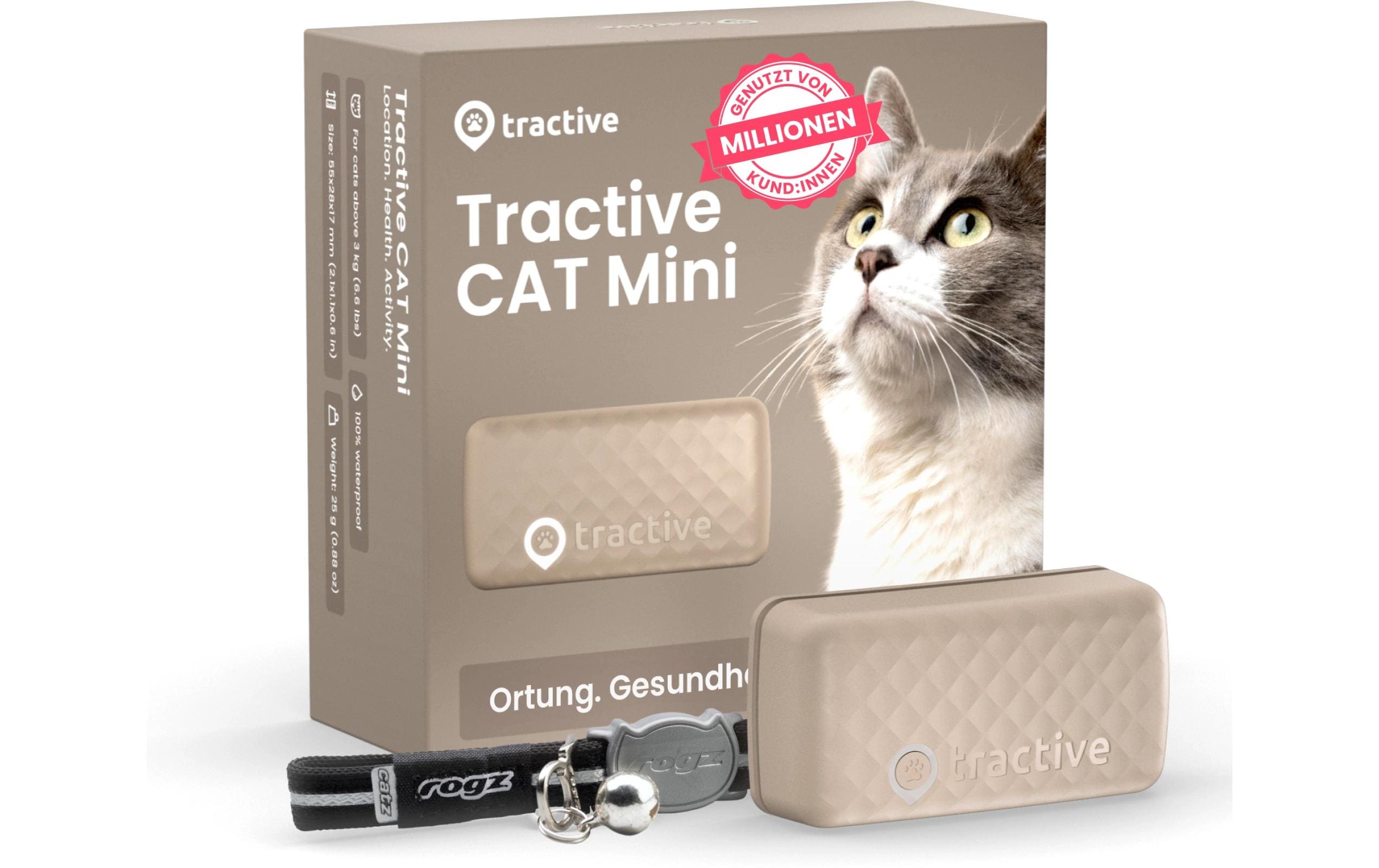 tractive GPS-Tracker CAT Mini LTE, Braun