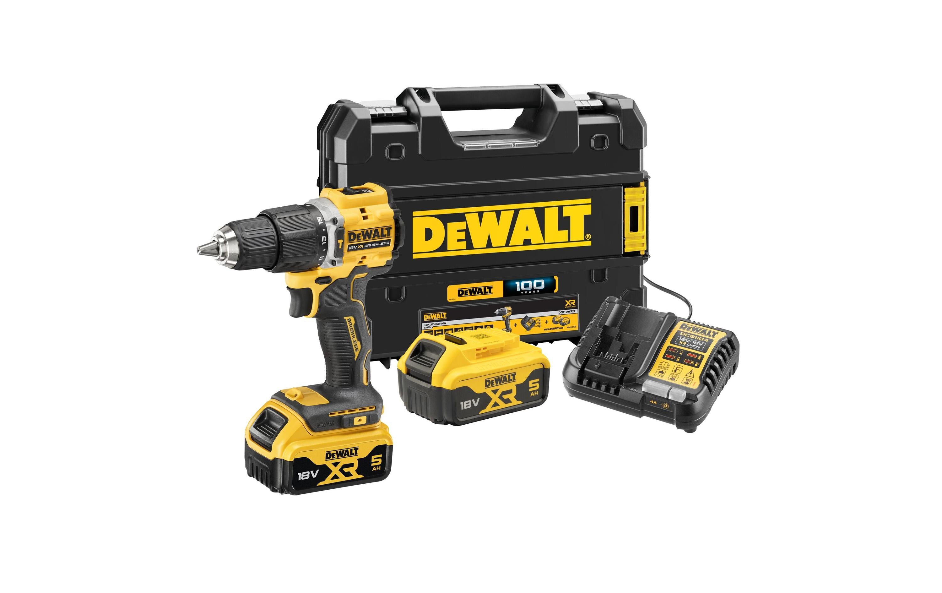 DEWALT Akku-Schlagbohrschrauber DCD100YP2T-QW 18 V Kit