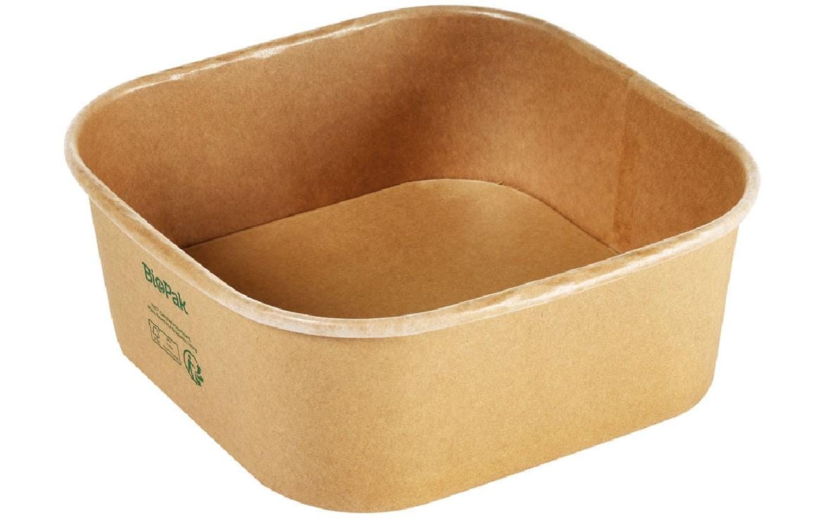 BioPak Salat-Schale Brick Box Large 1200 ml, Braun, 40 Stück
