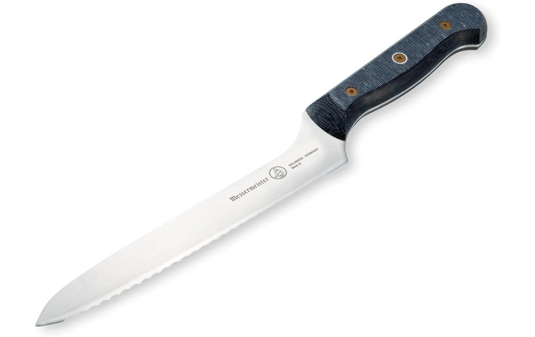 Messermeister Brotmesser Custom 20 cm, Blau/Silber