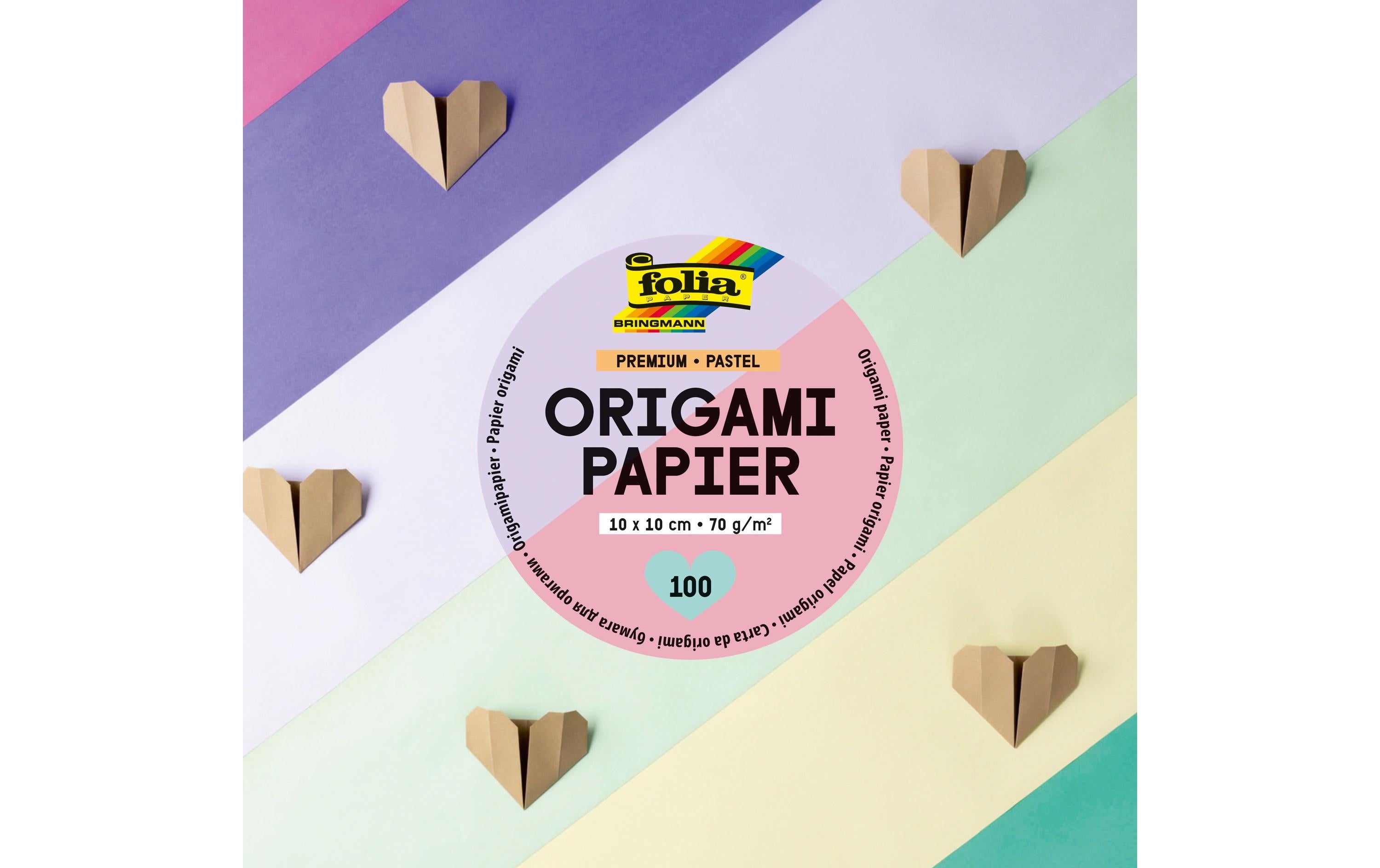 Folia Papier-Set Faltblätter Origami Pastell, 10 x 10 cm