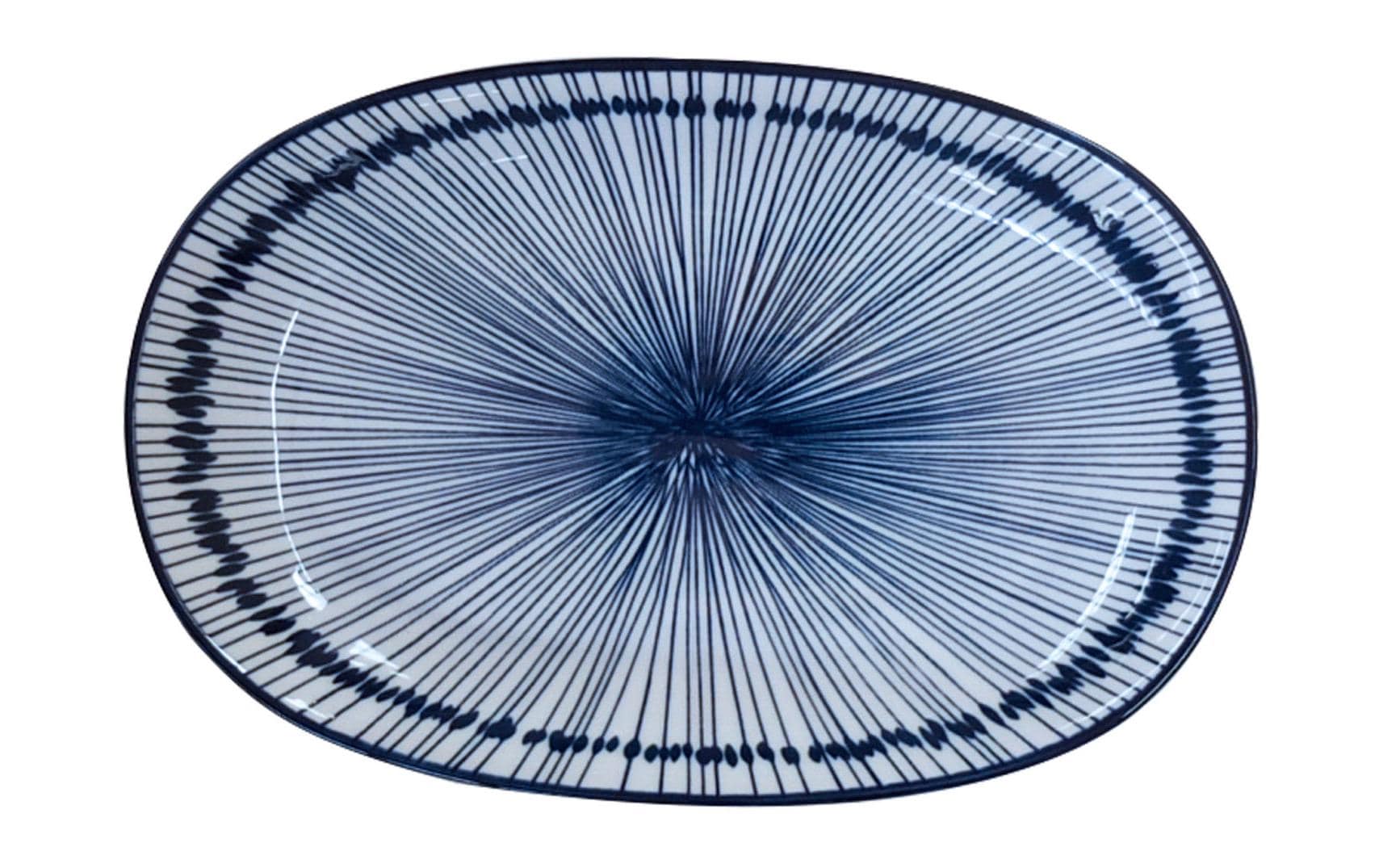 Haynan Servierplatte Zen Streifen Blau/Weiss