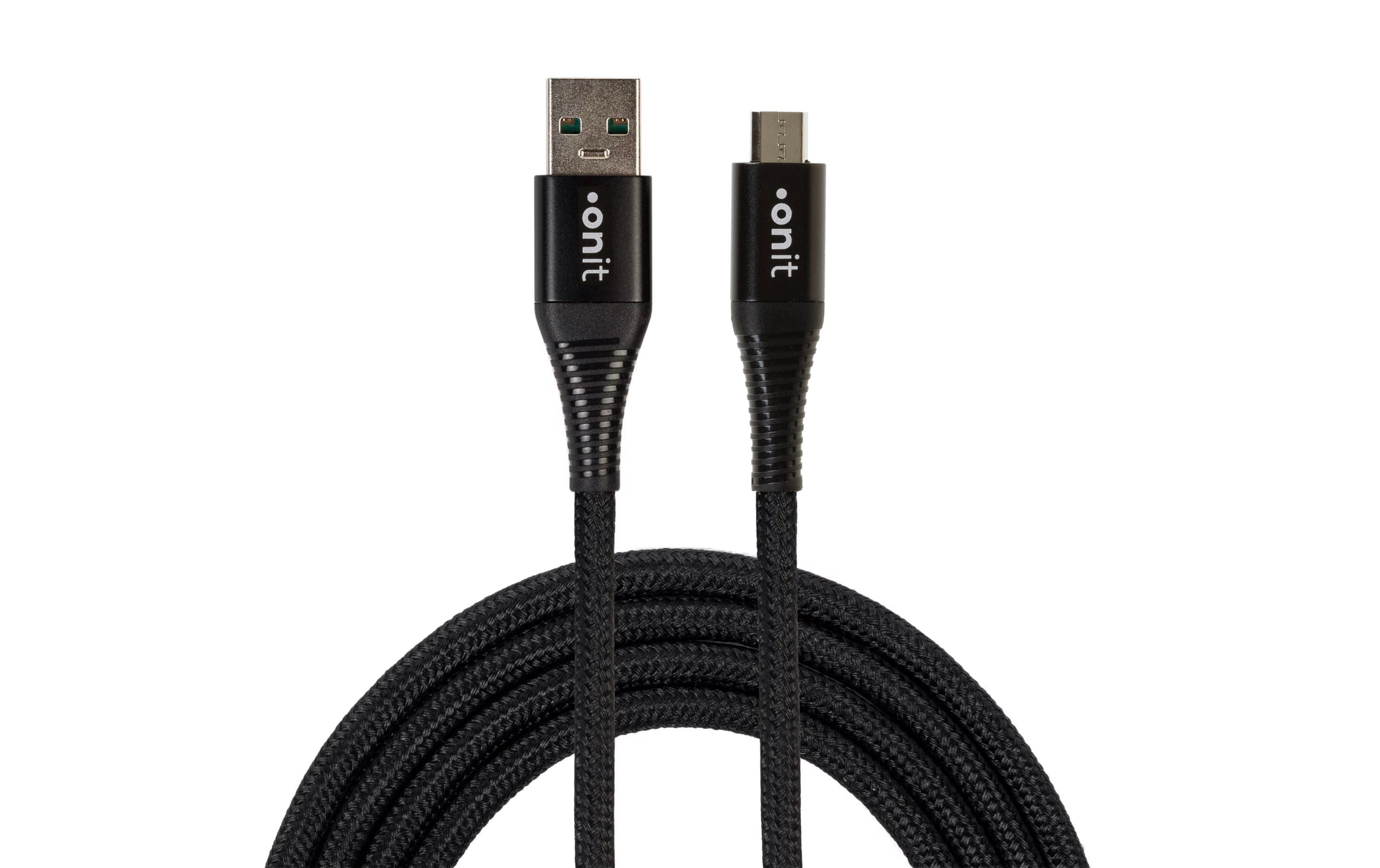 onit USB 2.0-Kabel USB A - Micro-USB B 1.2 m, Schwarz
